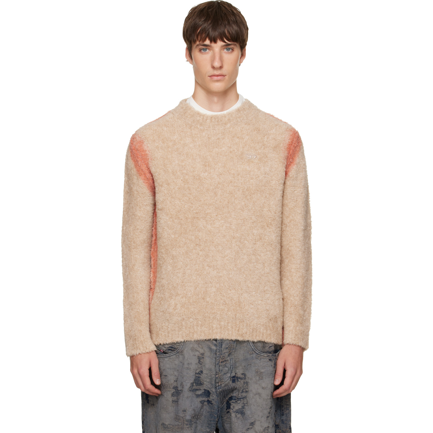 Diesel Beige Alpaca-Blend Spray-Dyed Seams Sweater
