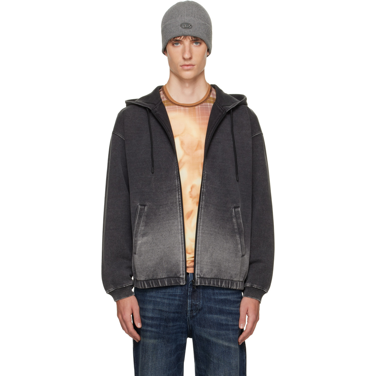 Diesel Gray Dégradé-Effect Scuba Hoodie