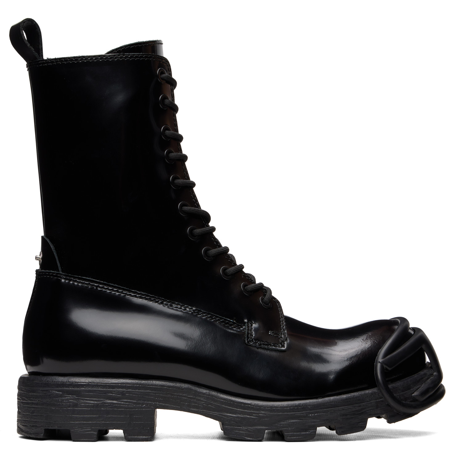 Diesel Black Oval D Toe Guard D-Hammer-Leather Boots