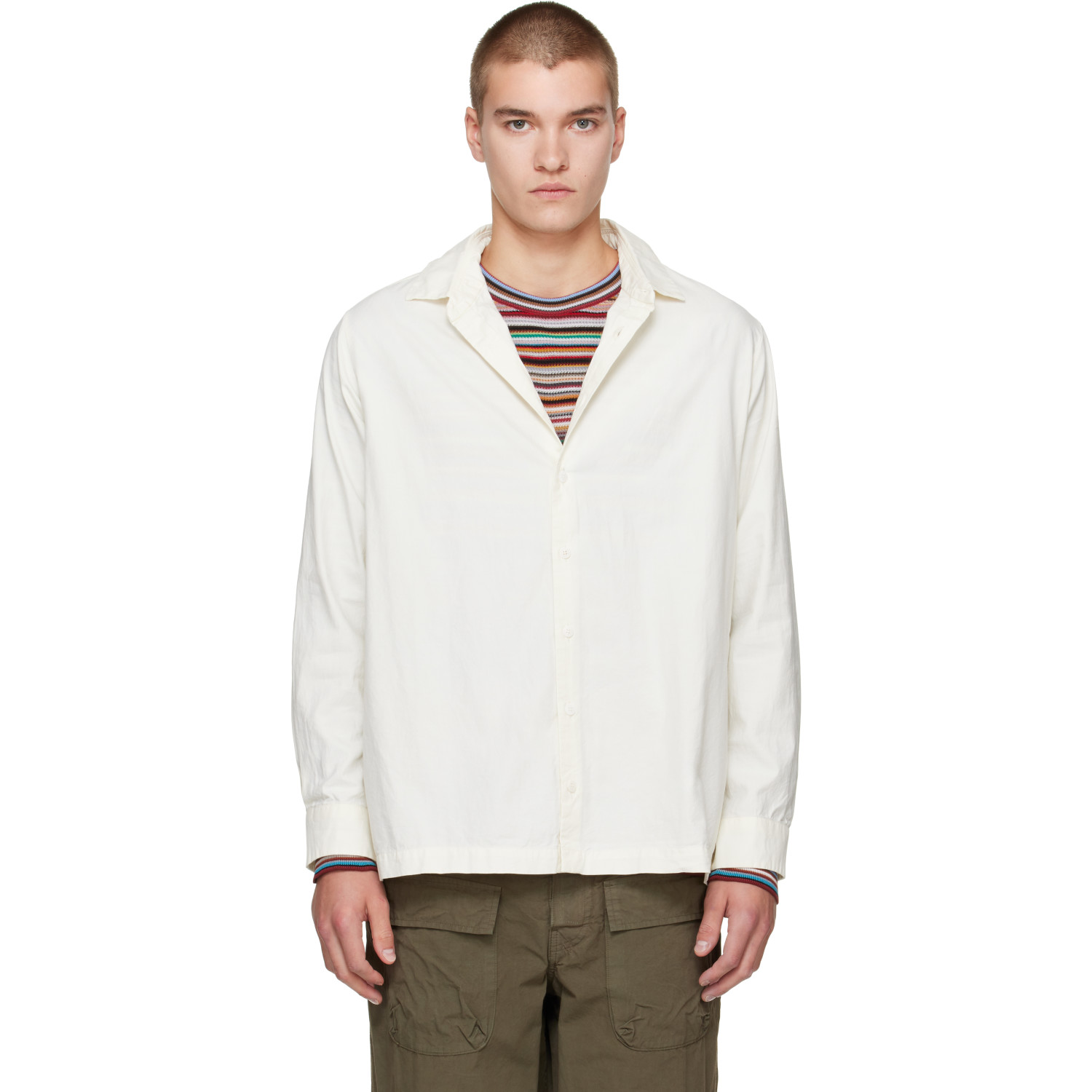 CASEY CASEY Off-White Twill Cot Cooper Shirt