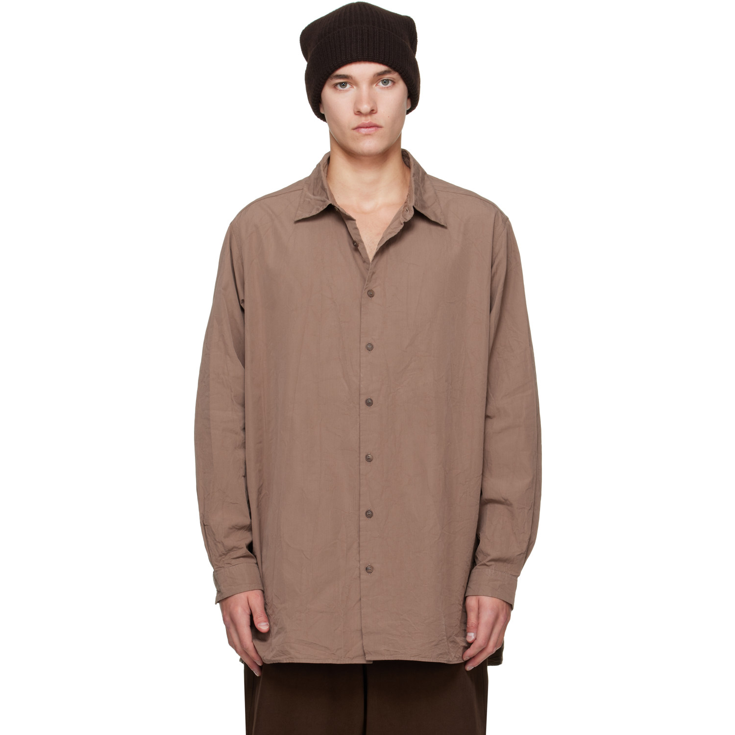 CASEY CASEY Brown Paper Cot Ikla Shirt