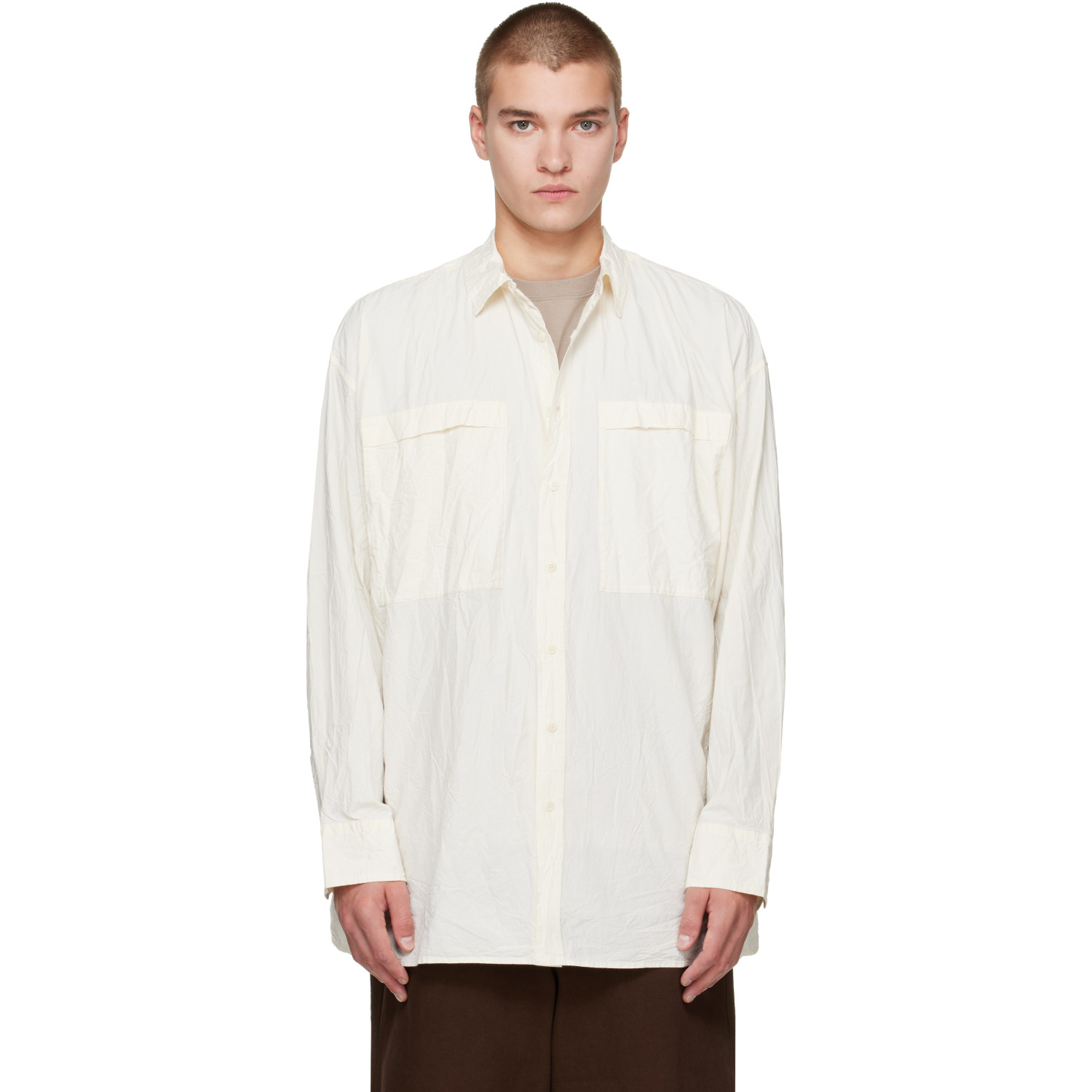 CASEY CASEY Off-White Unfinished Hamnet Pocket Shirt