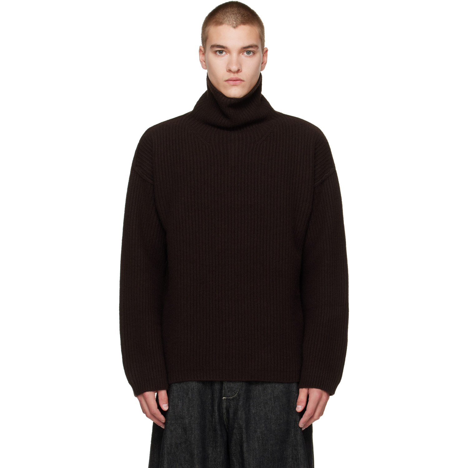 CASEY CASEY Brown Wool Panno Turtleneck