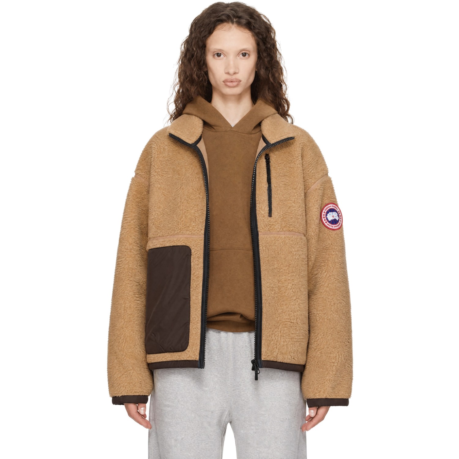 Canada Goose Beige Simcoe Zip Up Fleece Jacket