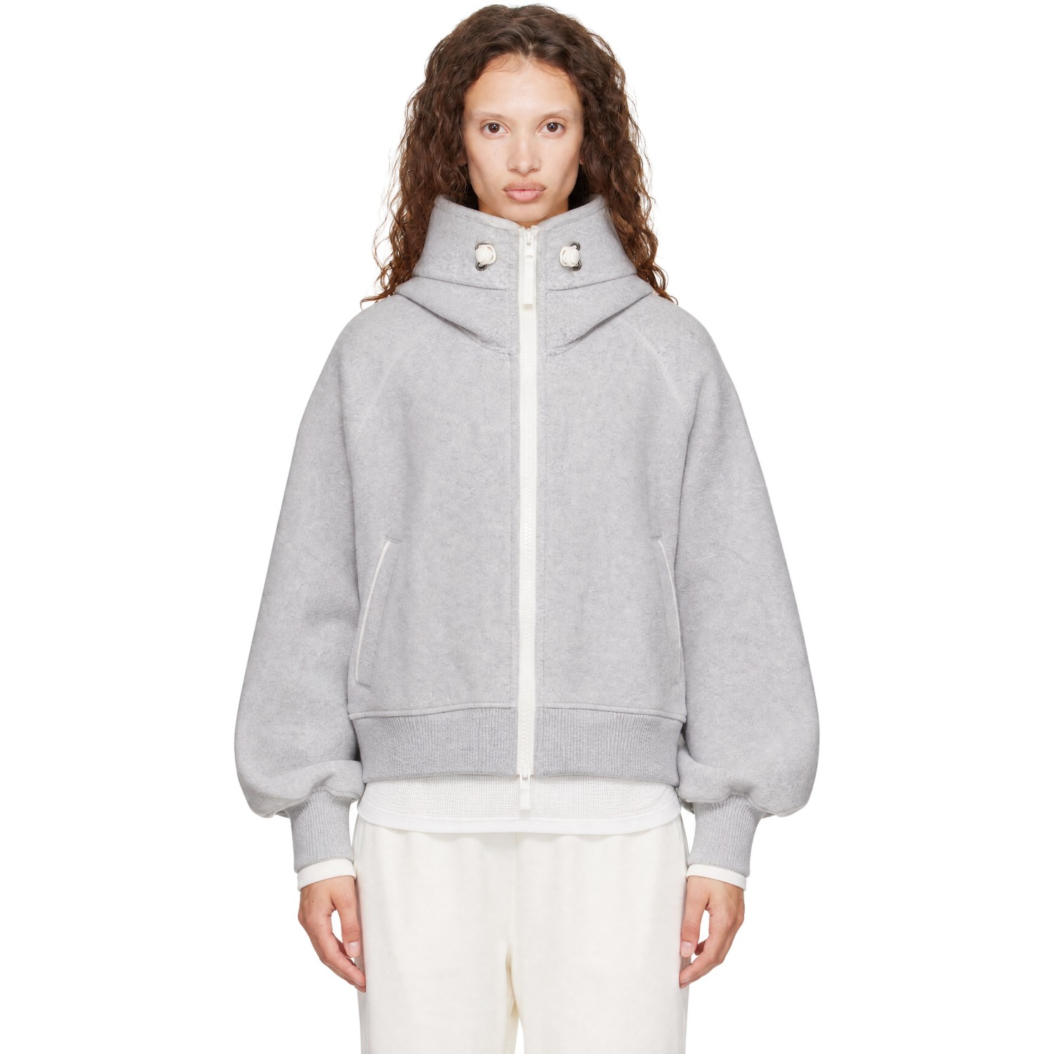 Canada Goose Gray Chilliwack Fleece White Disc Bomber Jacket