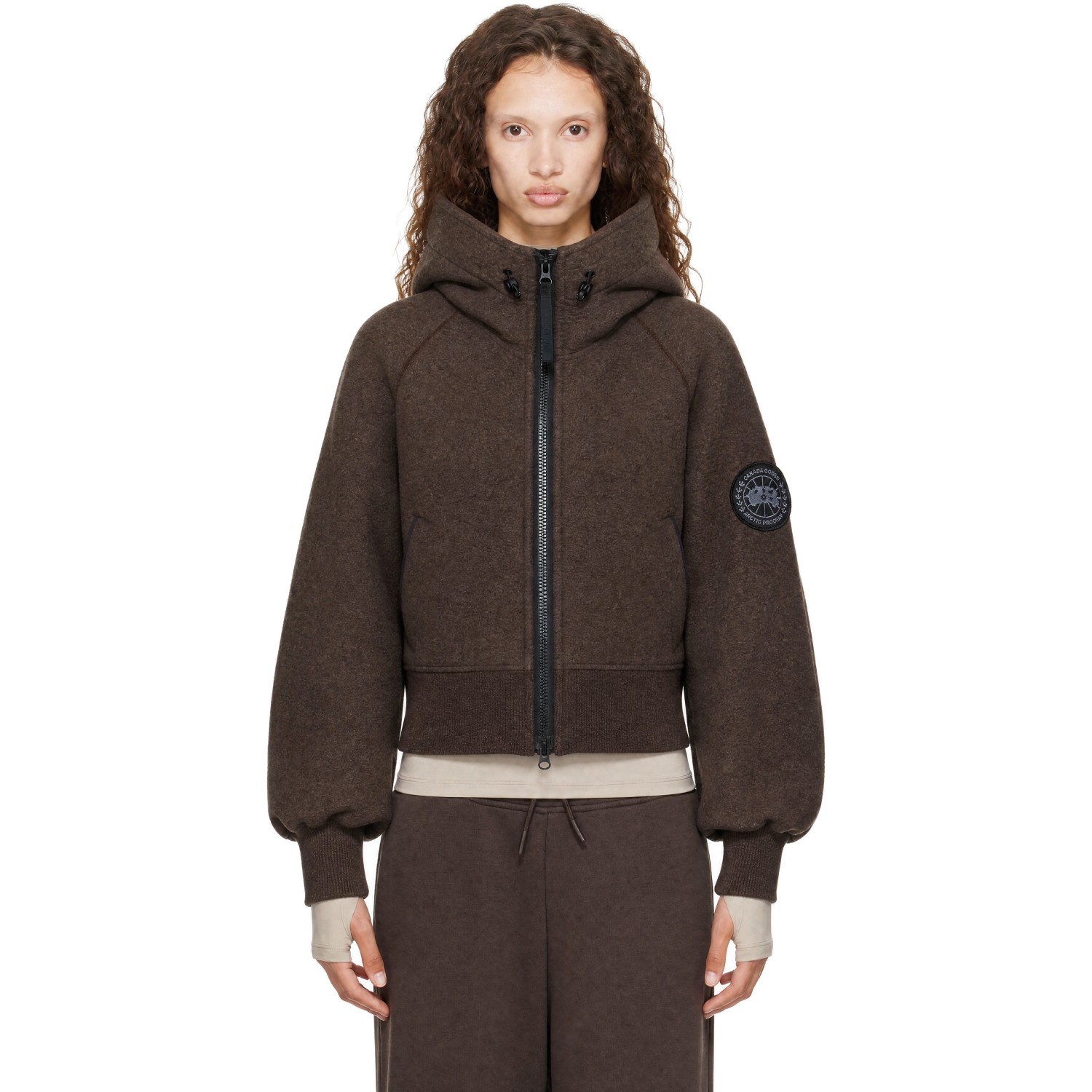 Canada Goose Brown Chilliwack Fleece Black Disc Bomber Jacket