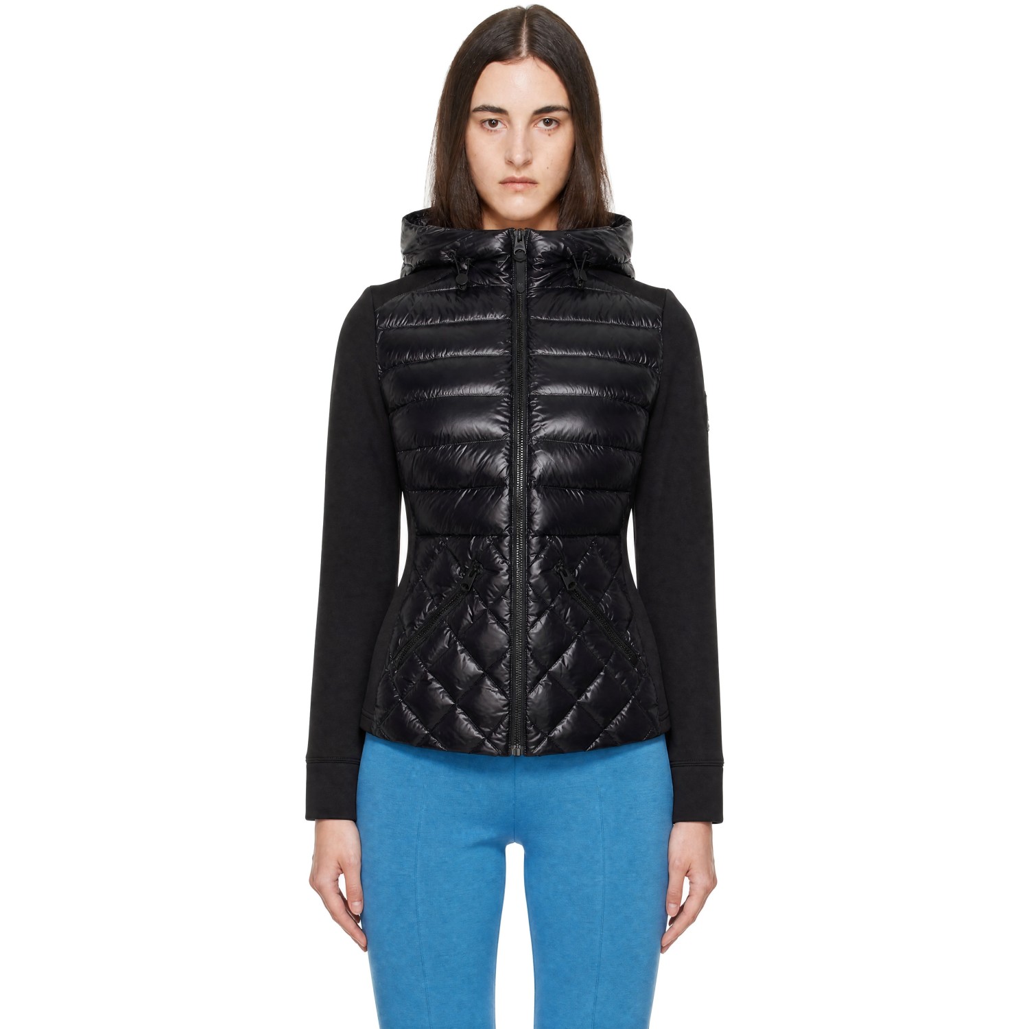 MACKAGE Black AGATHA Quilted Mixed-Media Hooded Jacket
