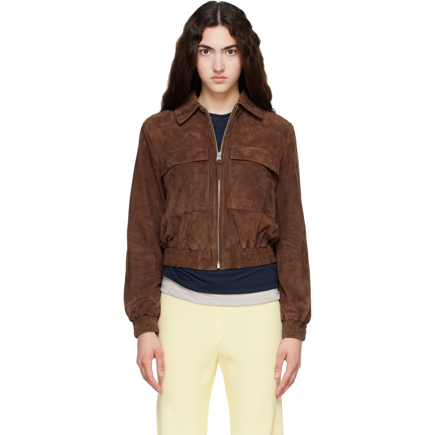 MACKAGE Brown Senka-SU Patch Pocket Suede Jacket