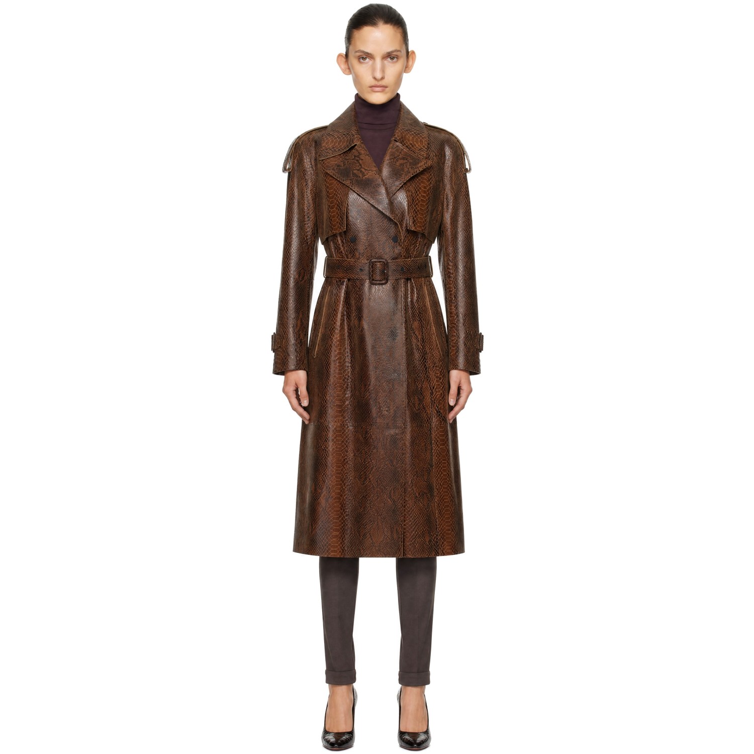 MACKAGE Brown CARMELA-SNK Leather Trench Coat