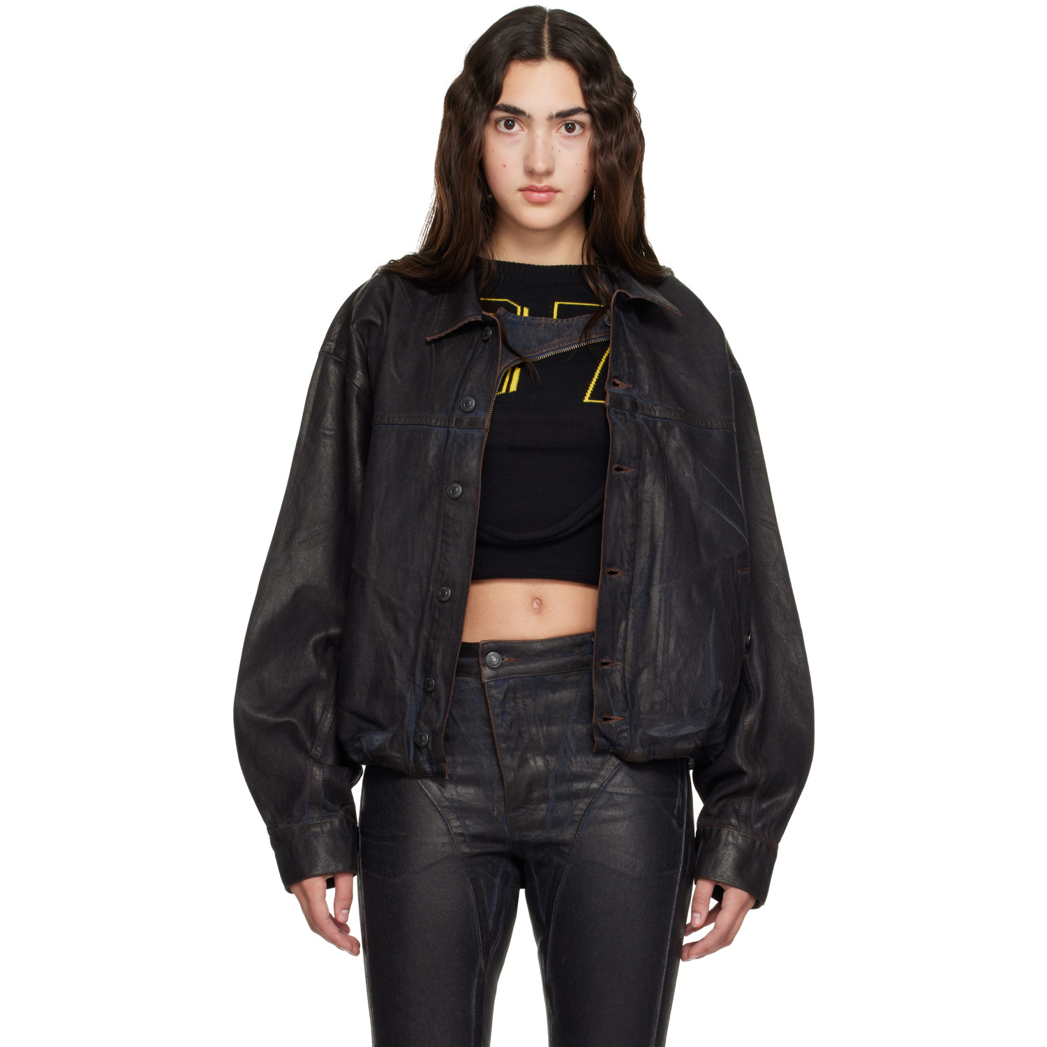 Ottolinger Brown Glazed Flex Denim Jacket