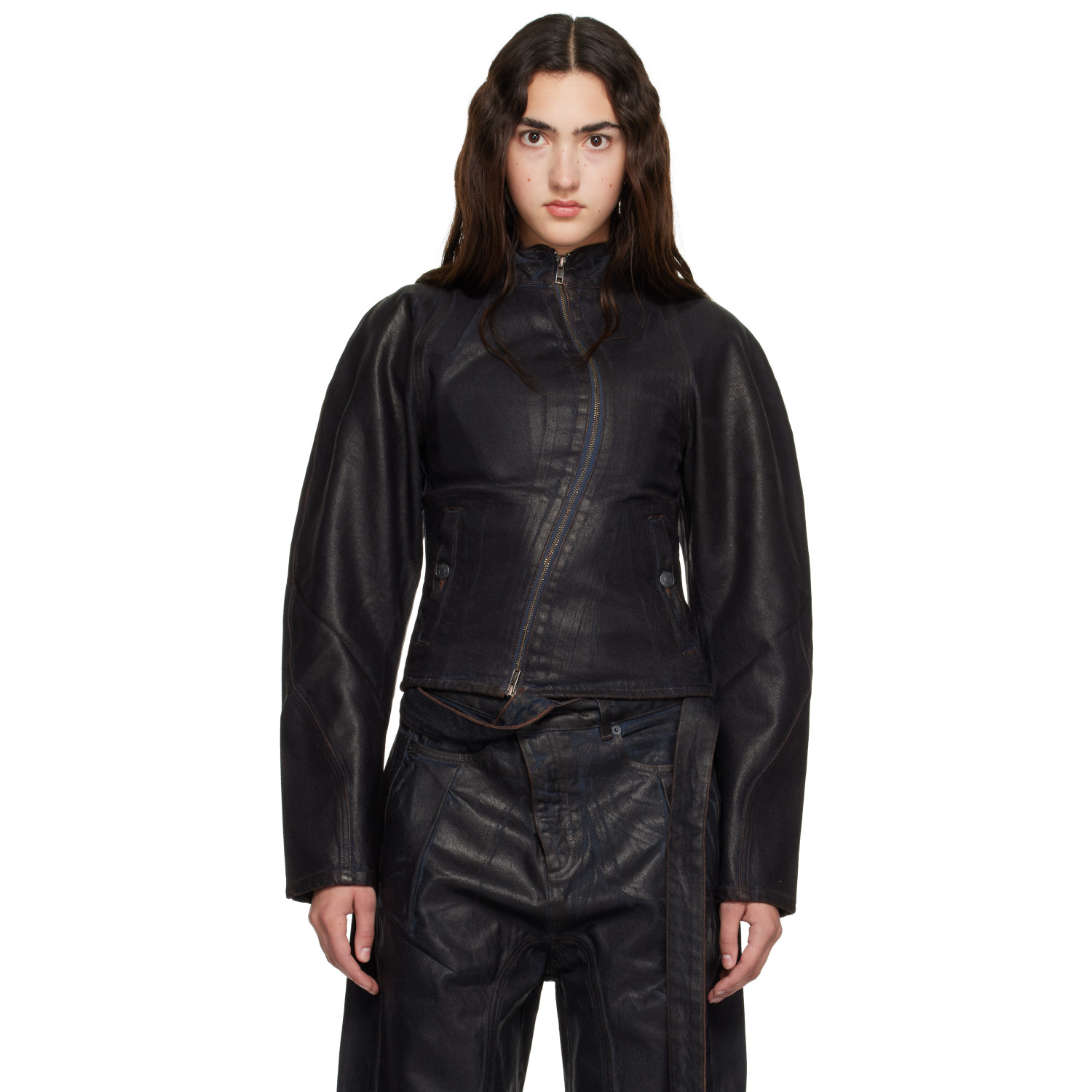 Ottolinger Brown Glazed Curve Denim Jacket