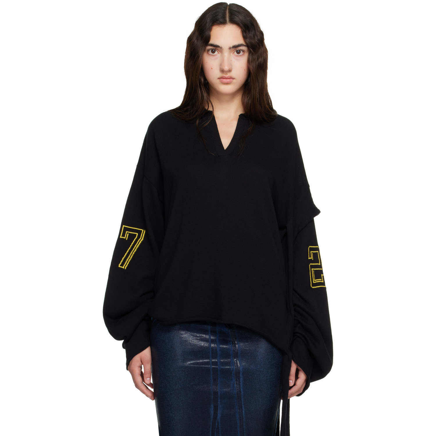 Ottolinger Black Oversized Jacquard Longsleeve Sweater