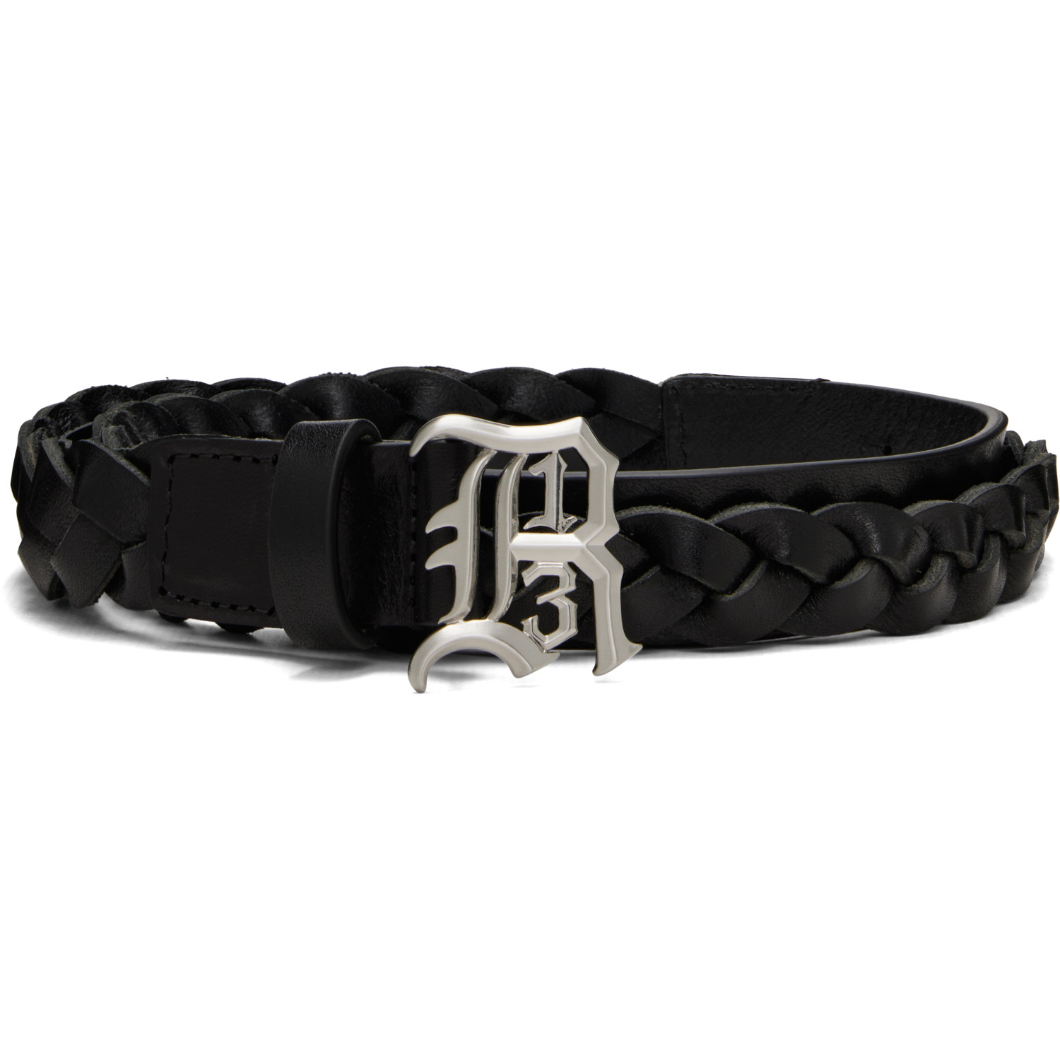 R13 Black Braided Logo Belt