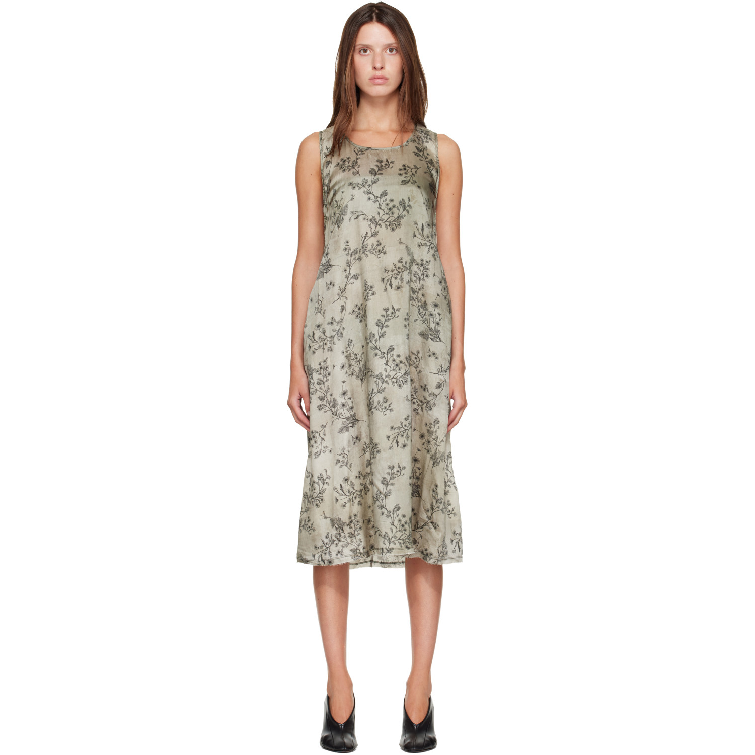 R13 Green Sleeveless Midi Dress