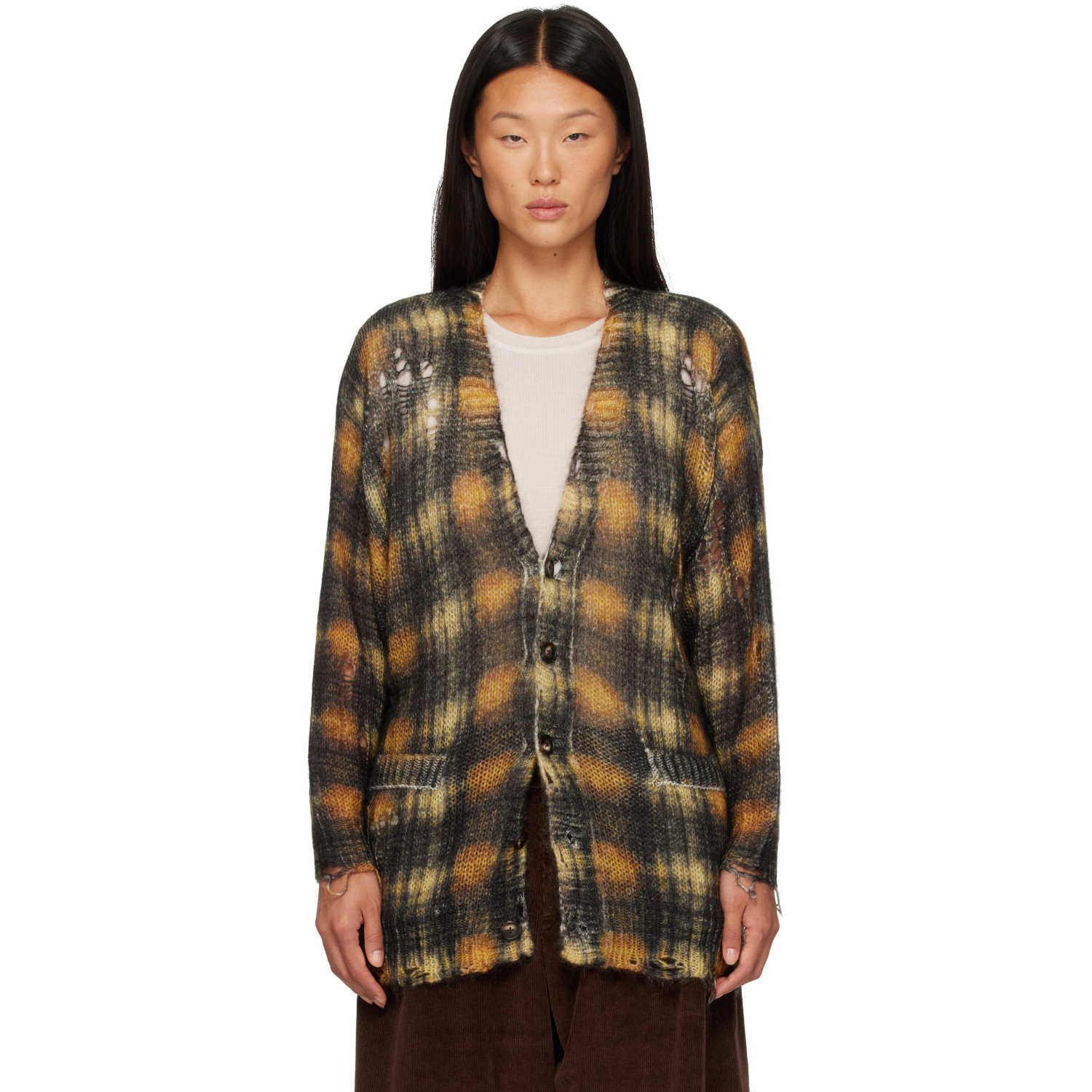 R13 Brown & Black Oversized Cardigan