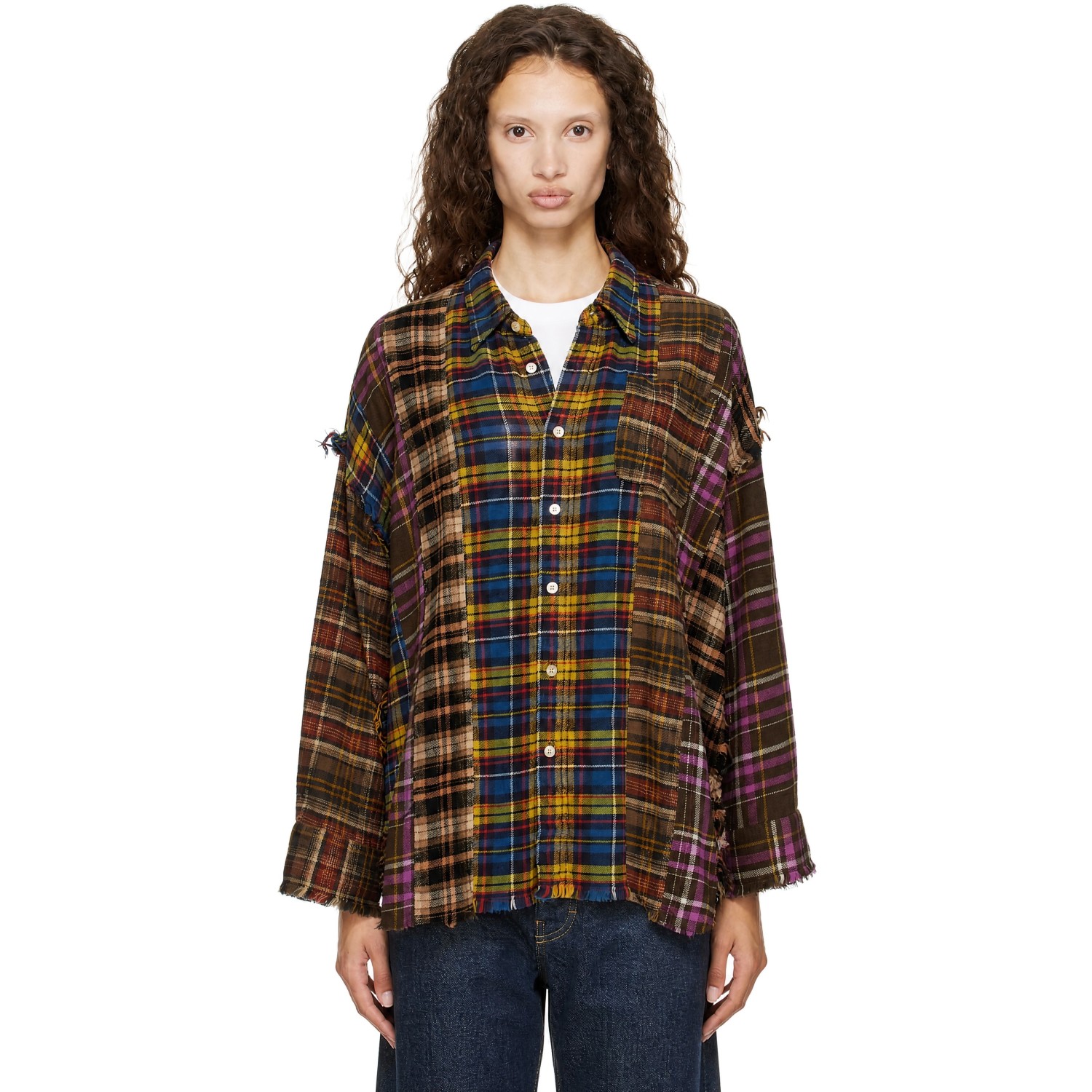 R13 Multicolor Spliced Drop Neck Shirt