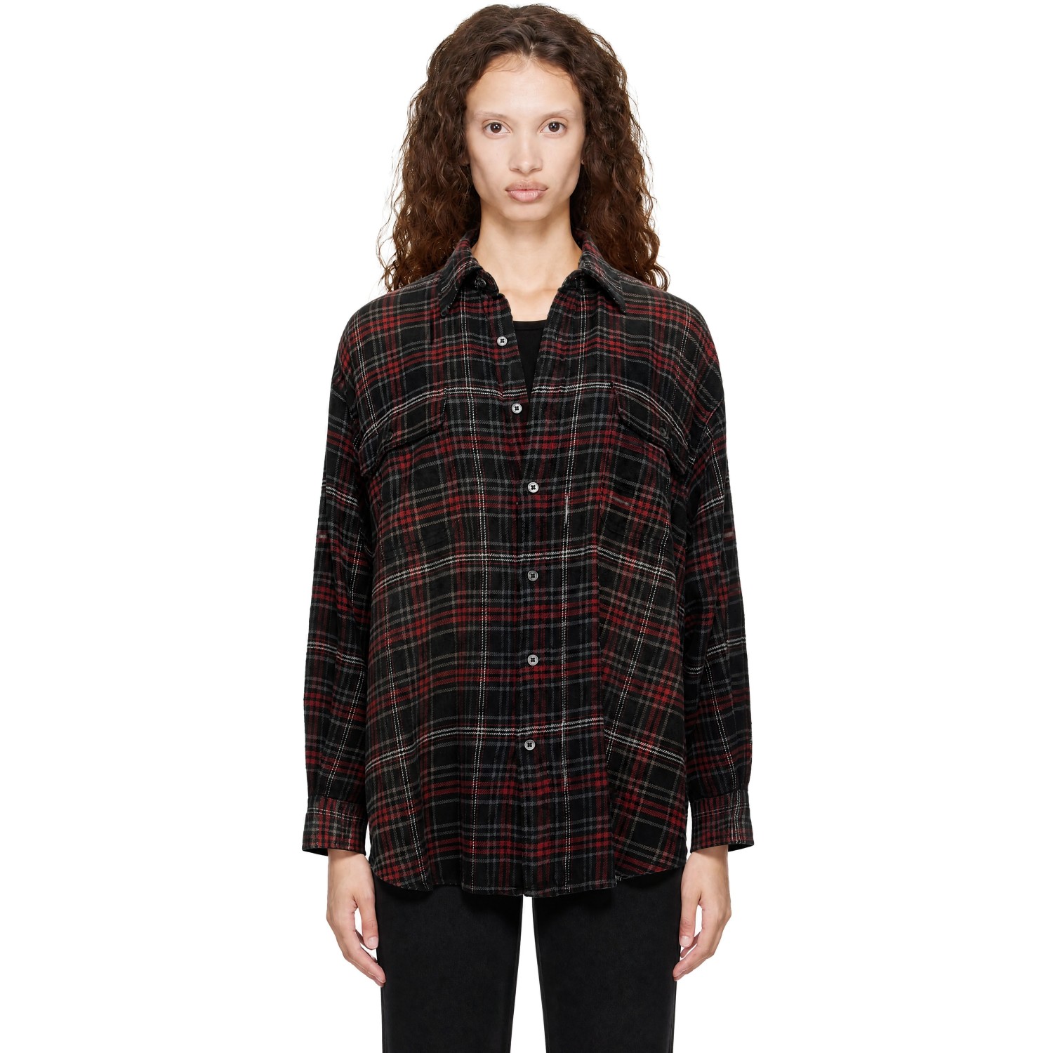 R13 Black & Red Boyfriend Cut Shirt