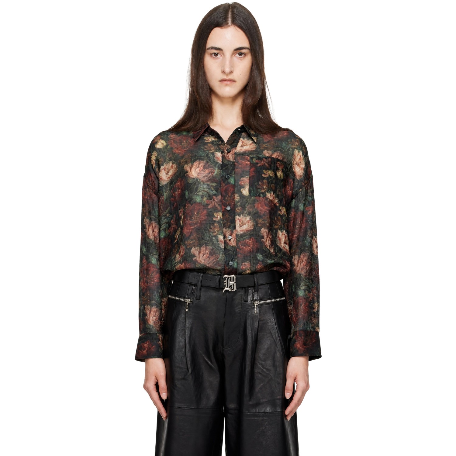 R13 Red & Black Drop Neck Shirt