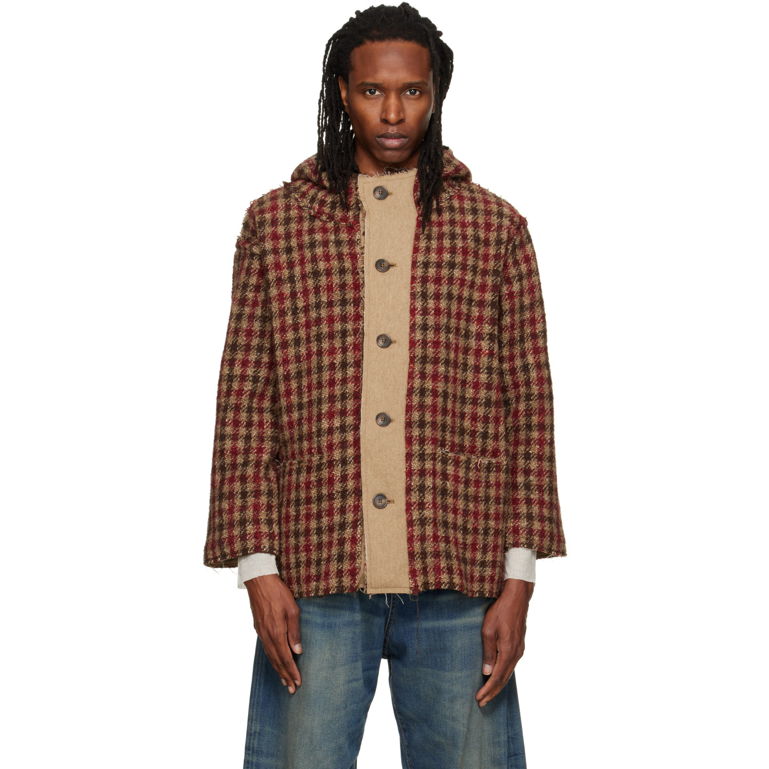 R13 Red Oversized Hooded Jacket