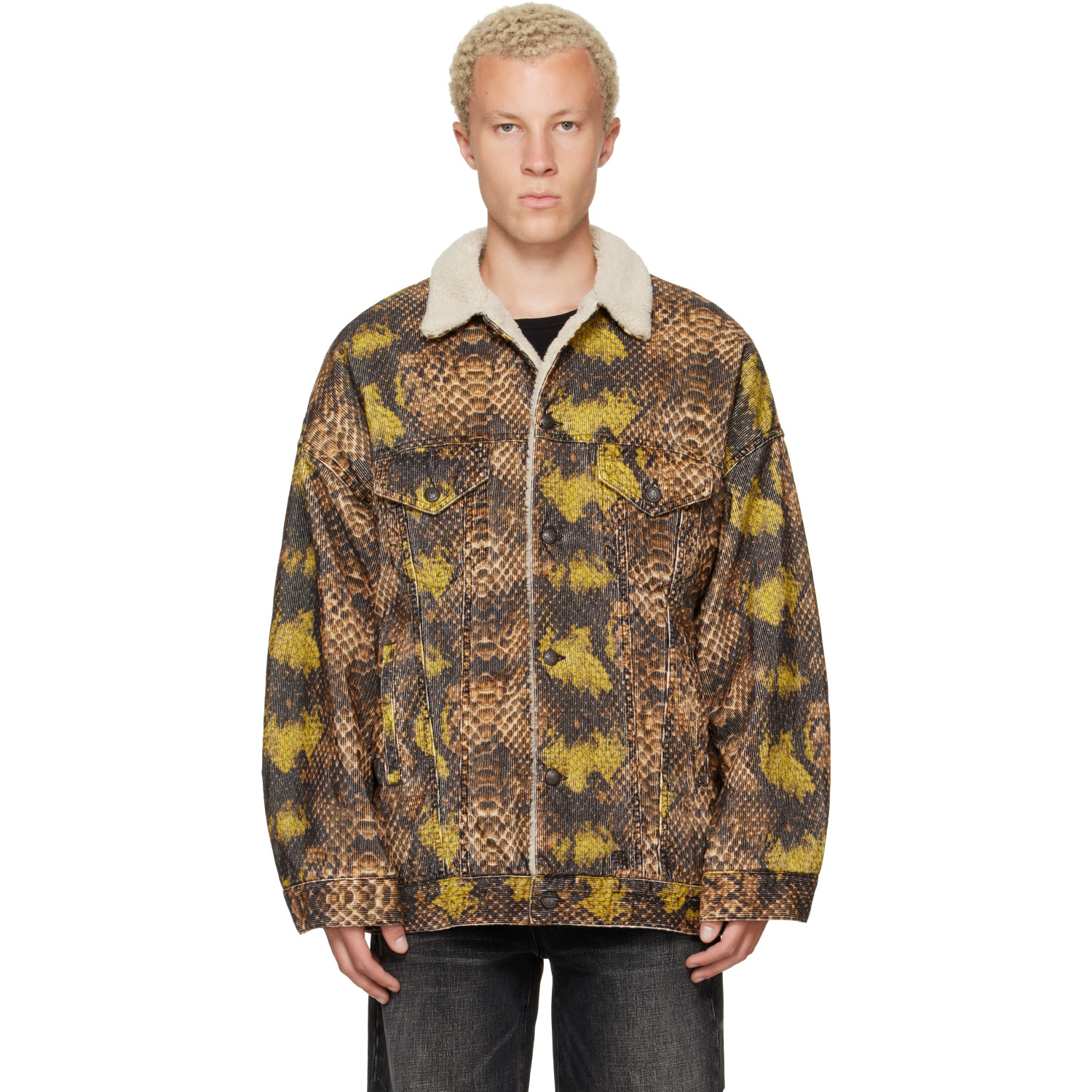 R13 Brown & Green Oversized Trucker Jacket