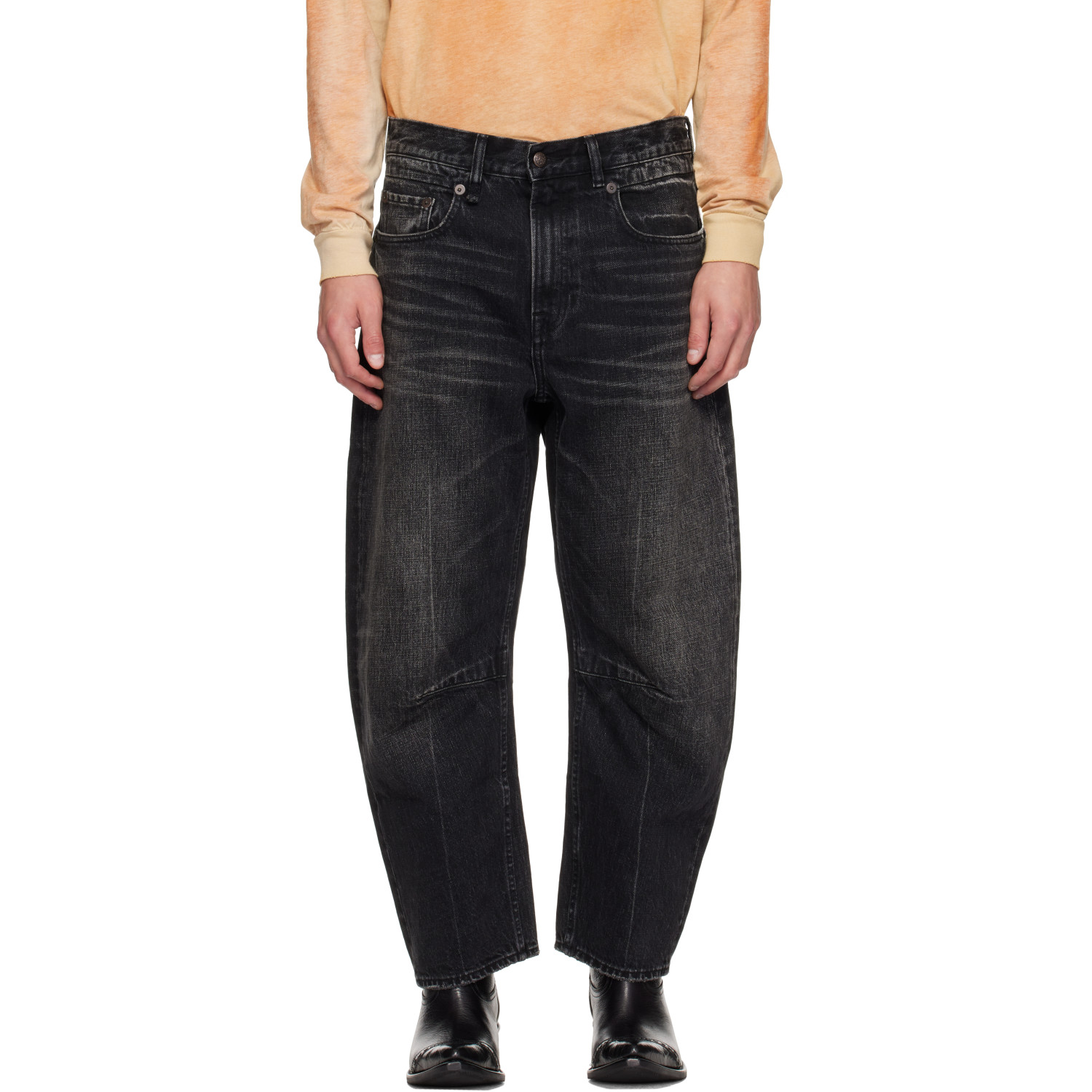 R13 Black Articulated Knee X-BF Jeans
