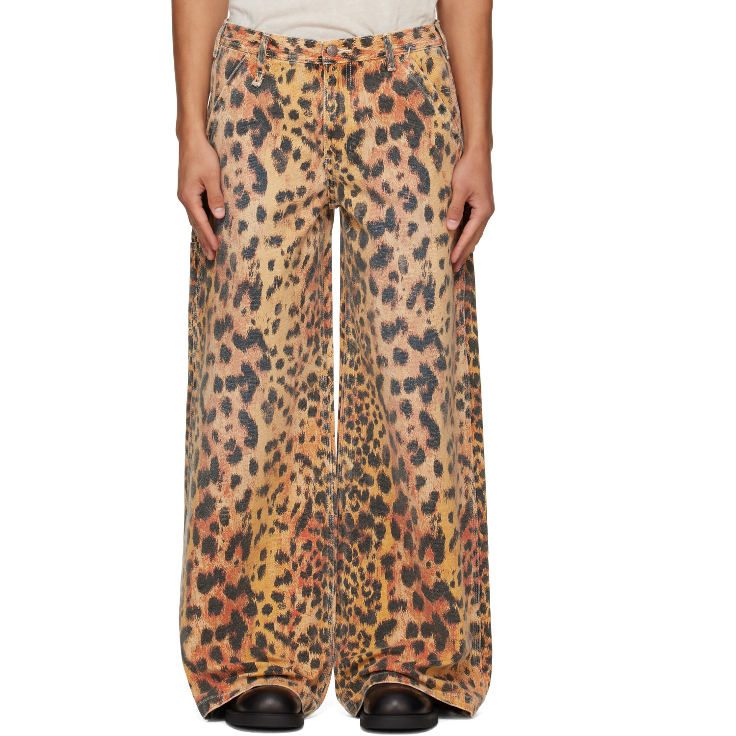 R13 Orange D'Arcy Flare Carpenter Trousers