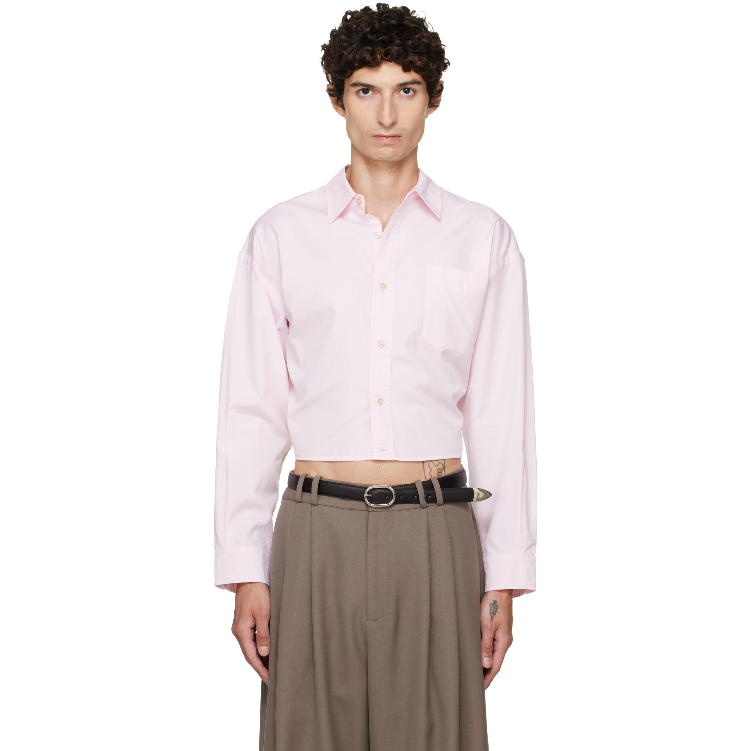 R13 Pink Split Hem Boyfriend Shirt