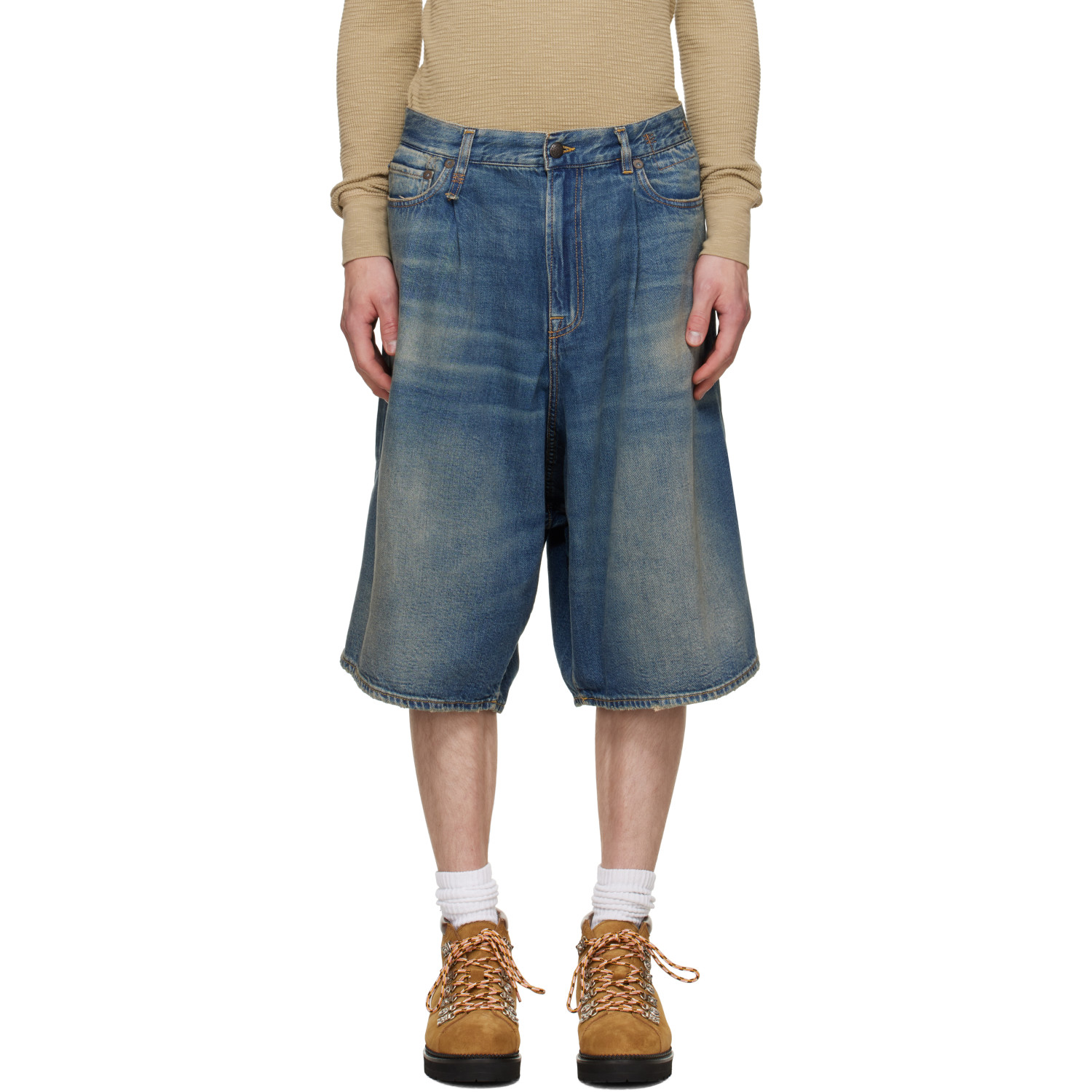 R13 Indigo Jesse Denim Shorts