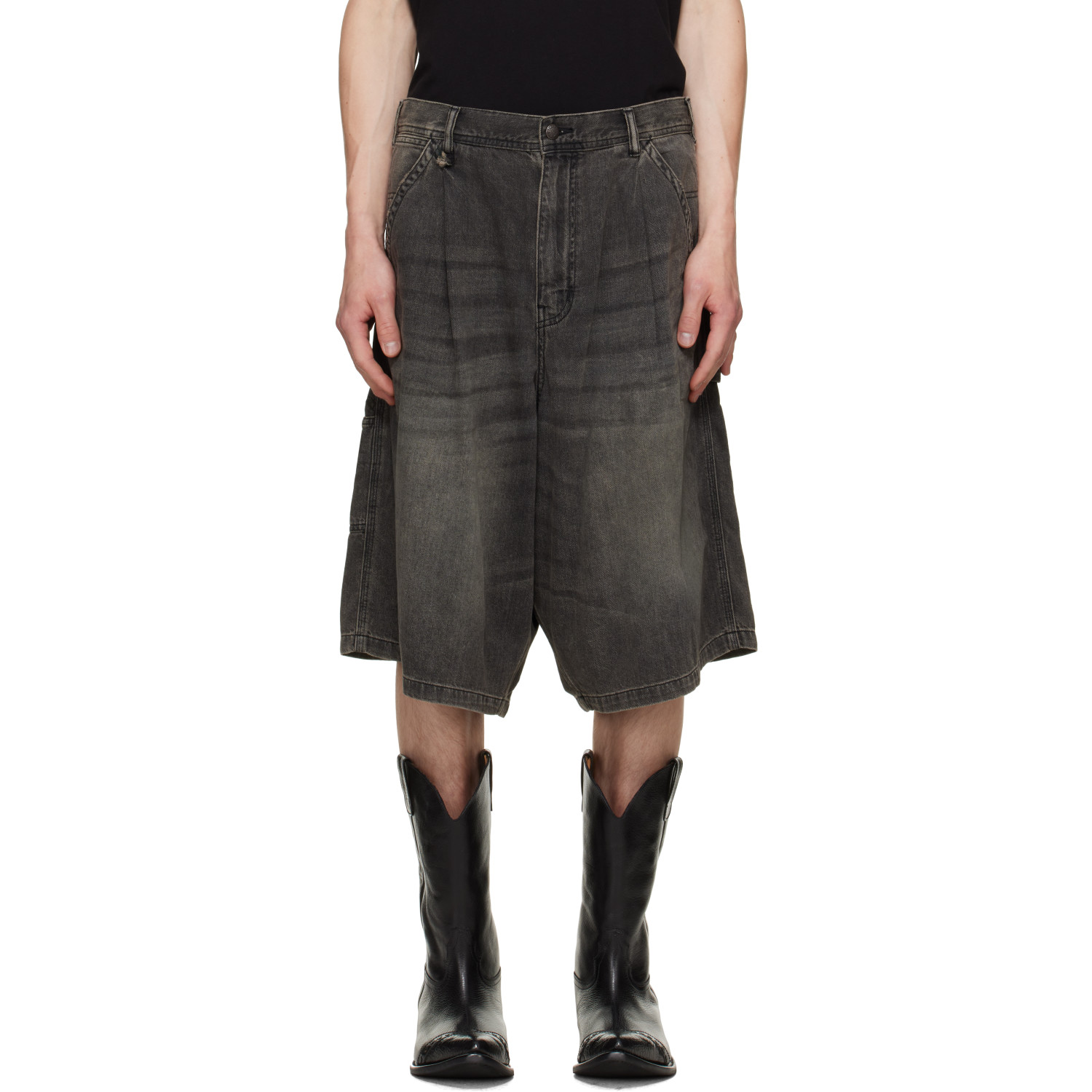 R13 Black Jesse Carpenter Denim Shorts
