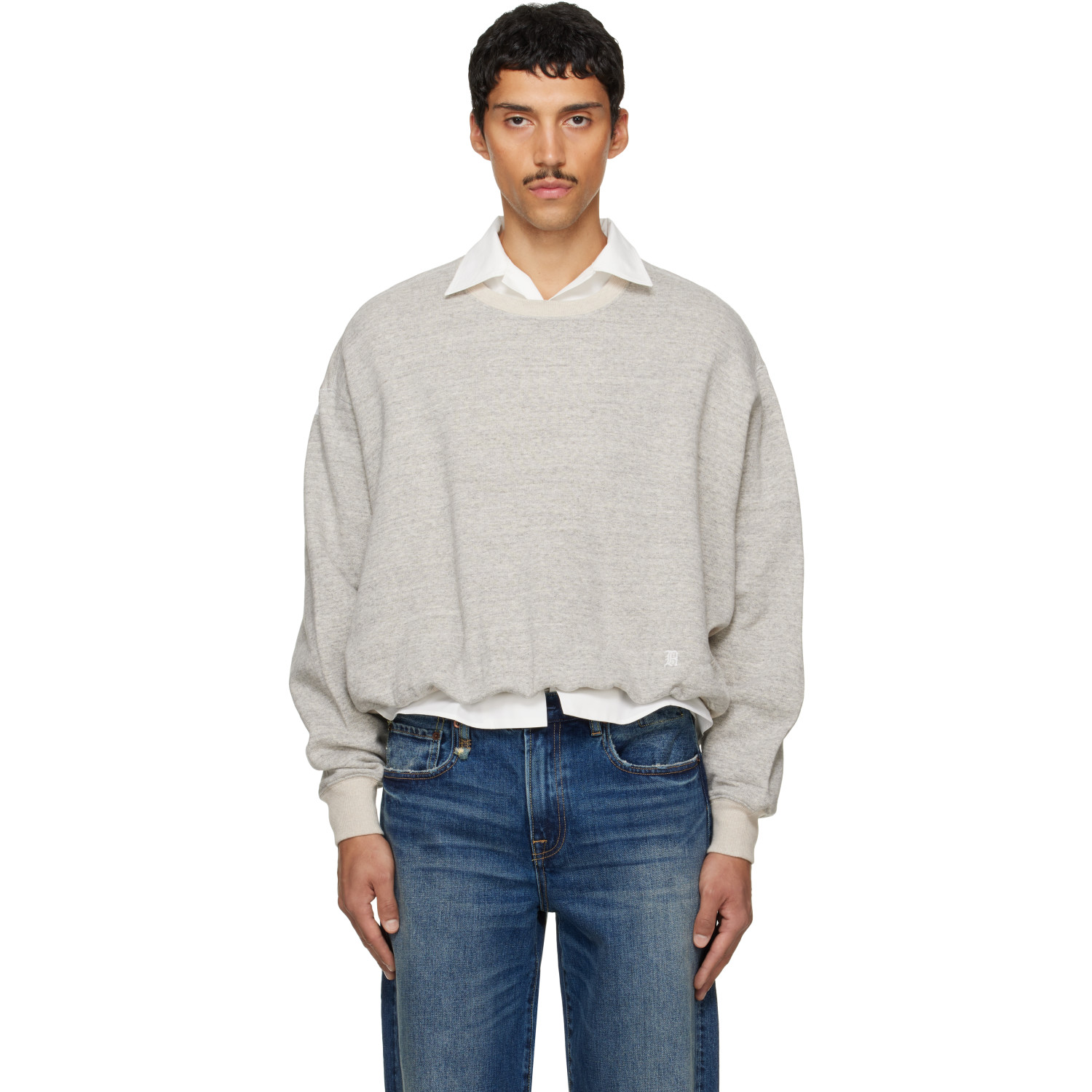 R13 Gray 'New York 13' Balloon Crewneck