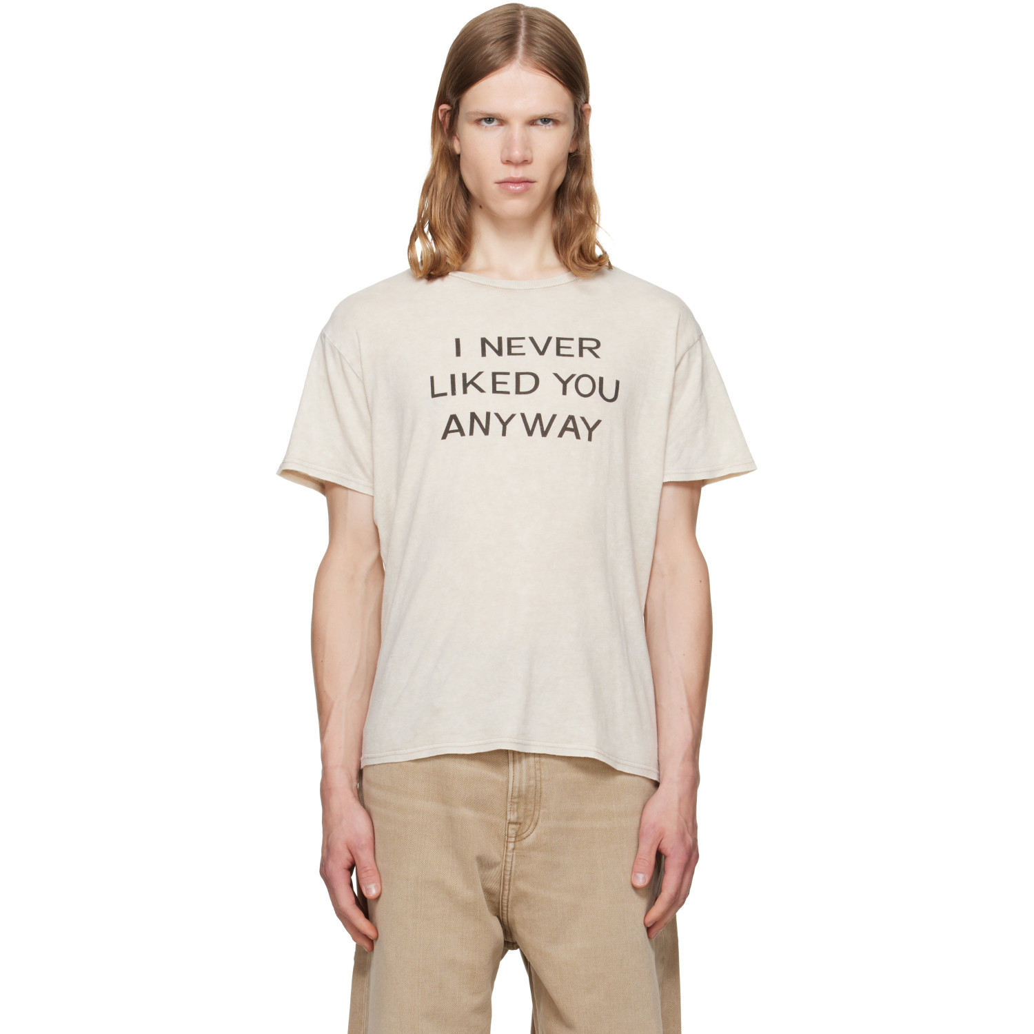 R13 Beige 'I Never Liked You' Boy T-shirt