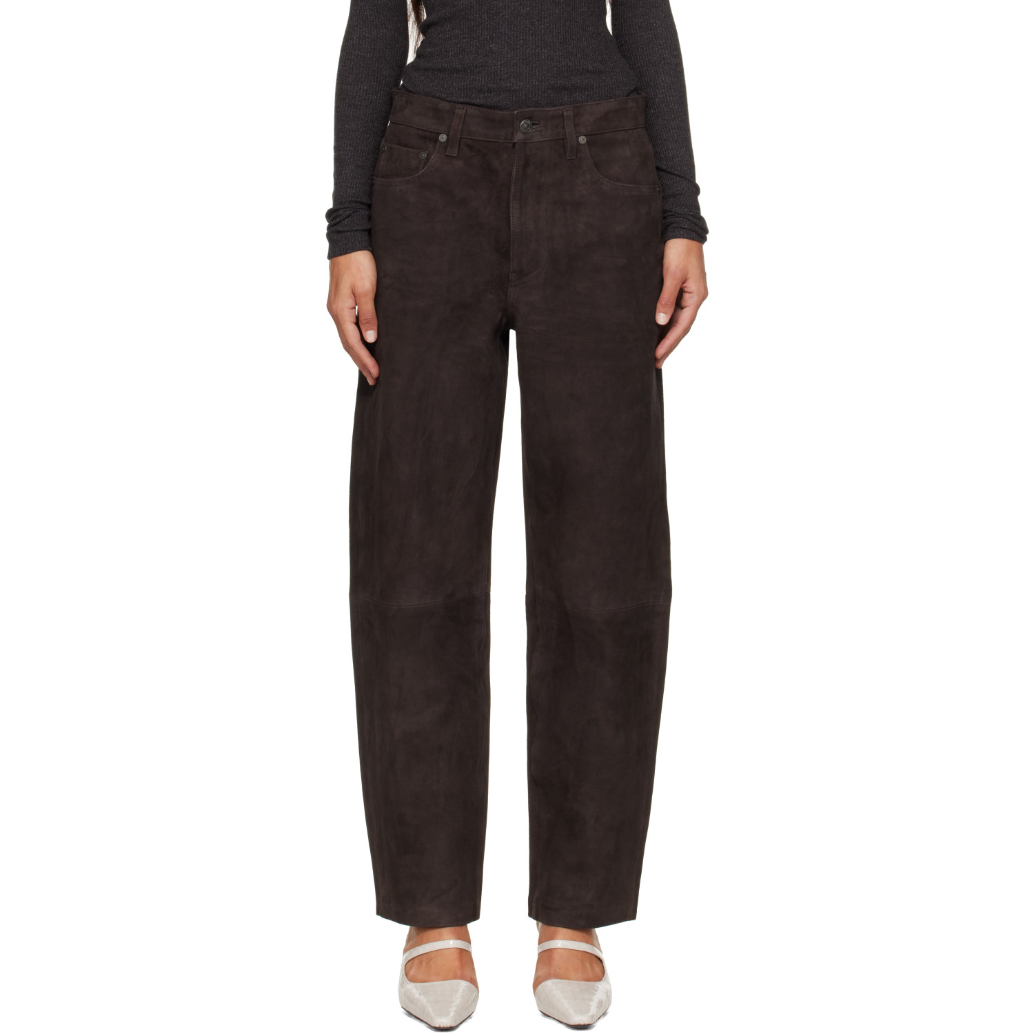 Citizens of Humanity Brown Miro Relaxed Suede Pants