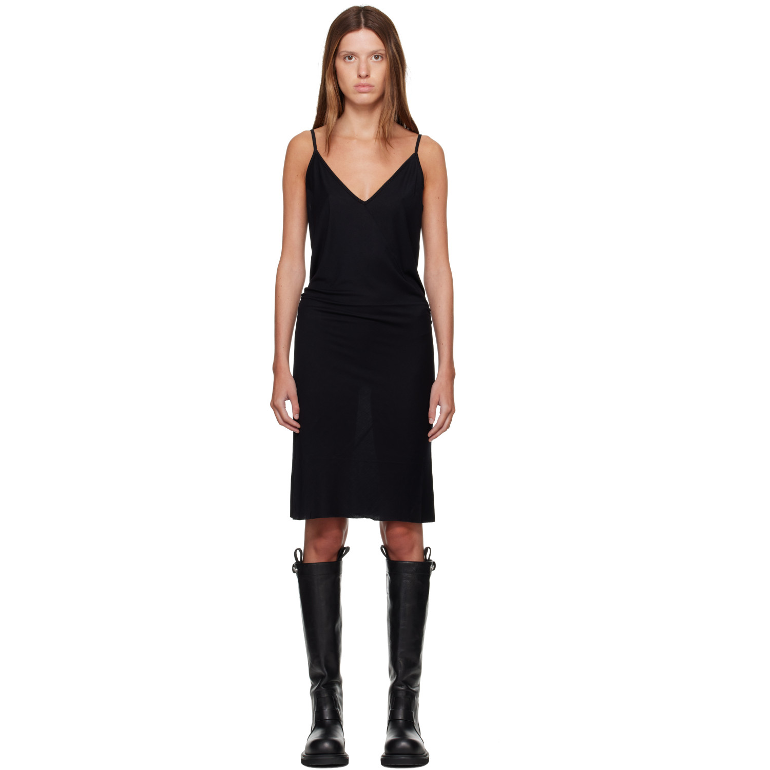 Rick Owens Lilies Black Tower Bia Slip Midi Dress