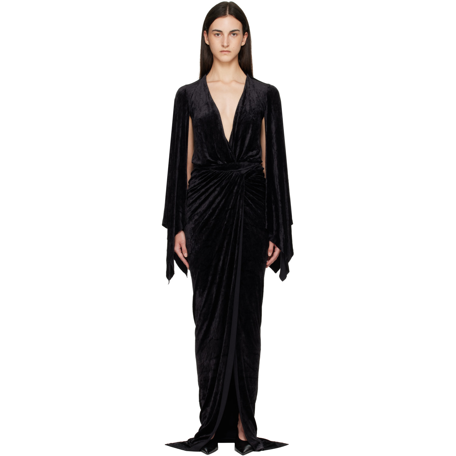 Rick Owens Lilies Black Tower Flagsleeves Maxi Dress