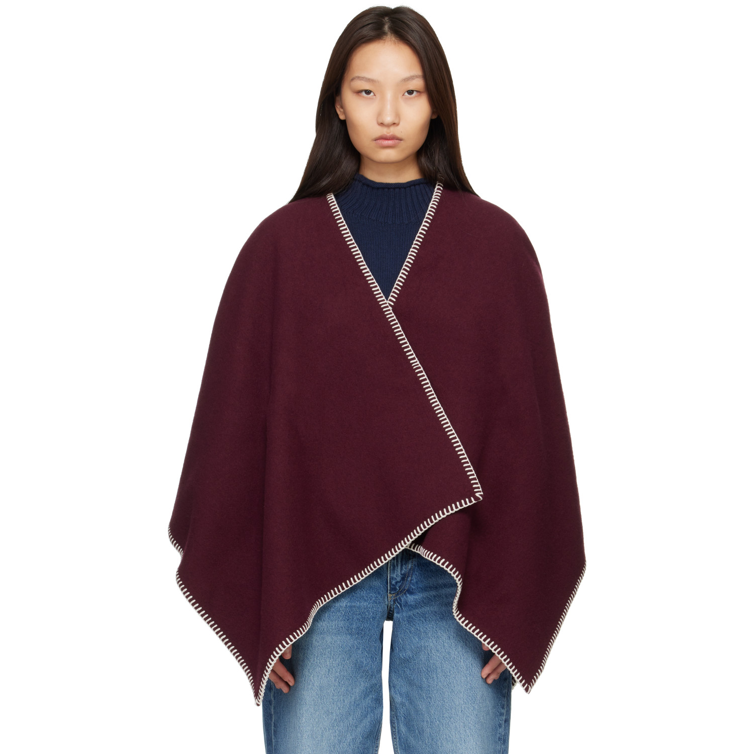 Rag & Bone Burgudny Ingrid Shawl In Brgdy