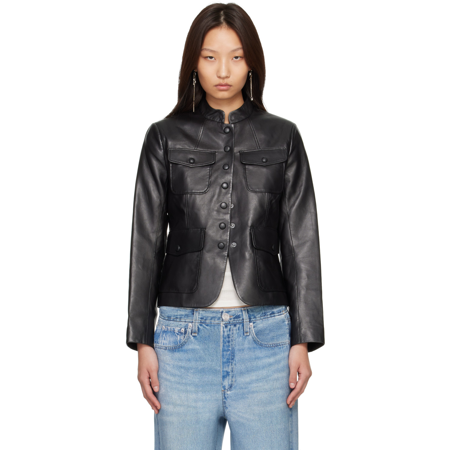 rag & bone Black Mercer Leather Blazer
