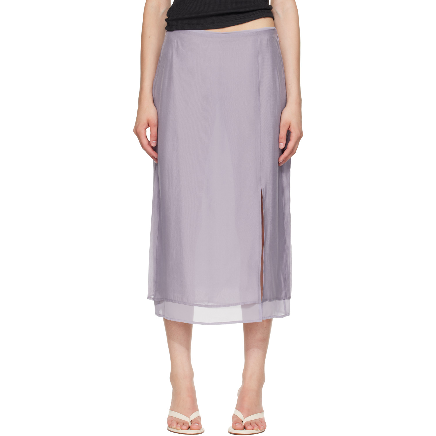 rag & bone Purple Suki Organza Midi Skirt