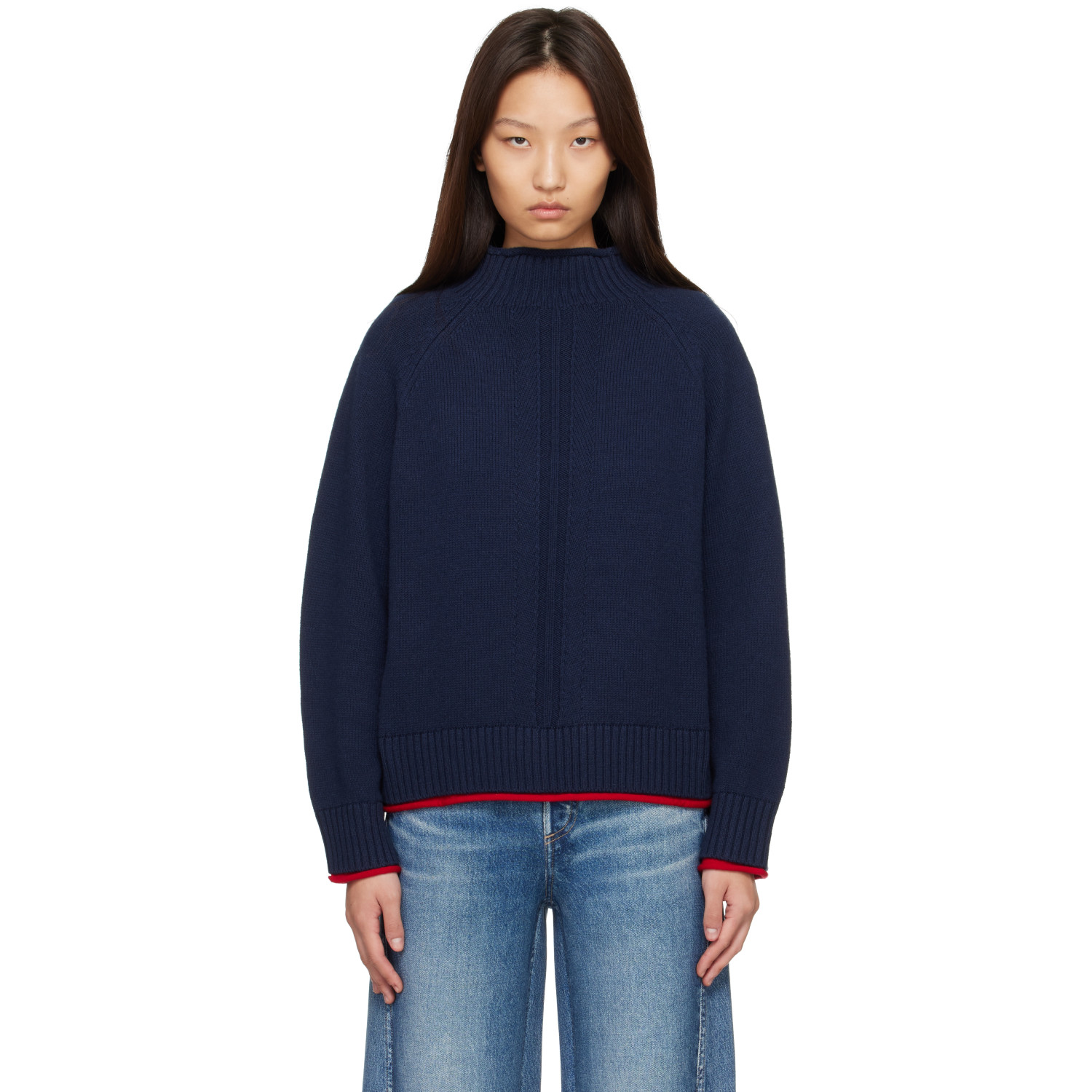 rag & bone Navy Hazel Roll Neck Sweater