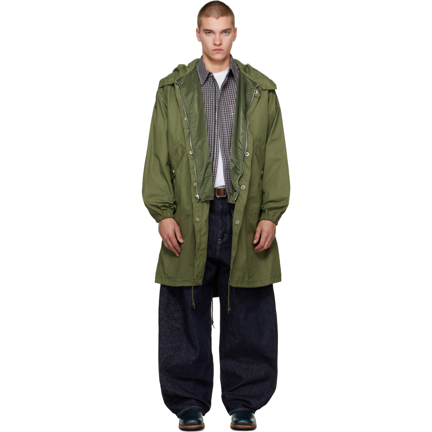 Comme des Garçons Homme Green Cotton Nylon Weather Coat