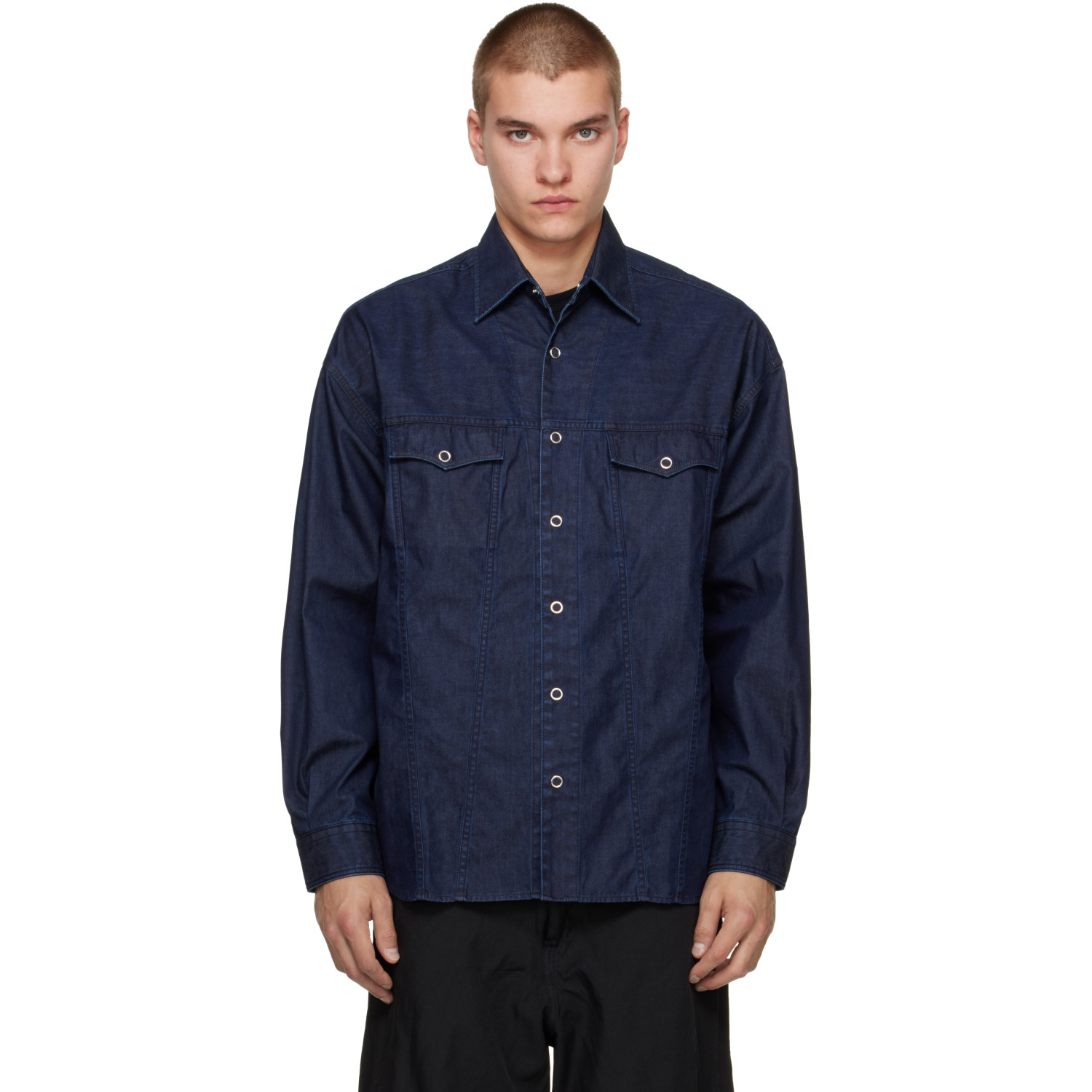 Comme des Garçons Homme Navy Light-Oz Laminated Denim Jacket