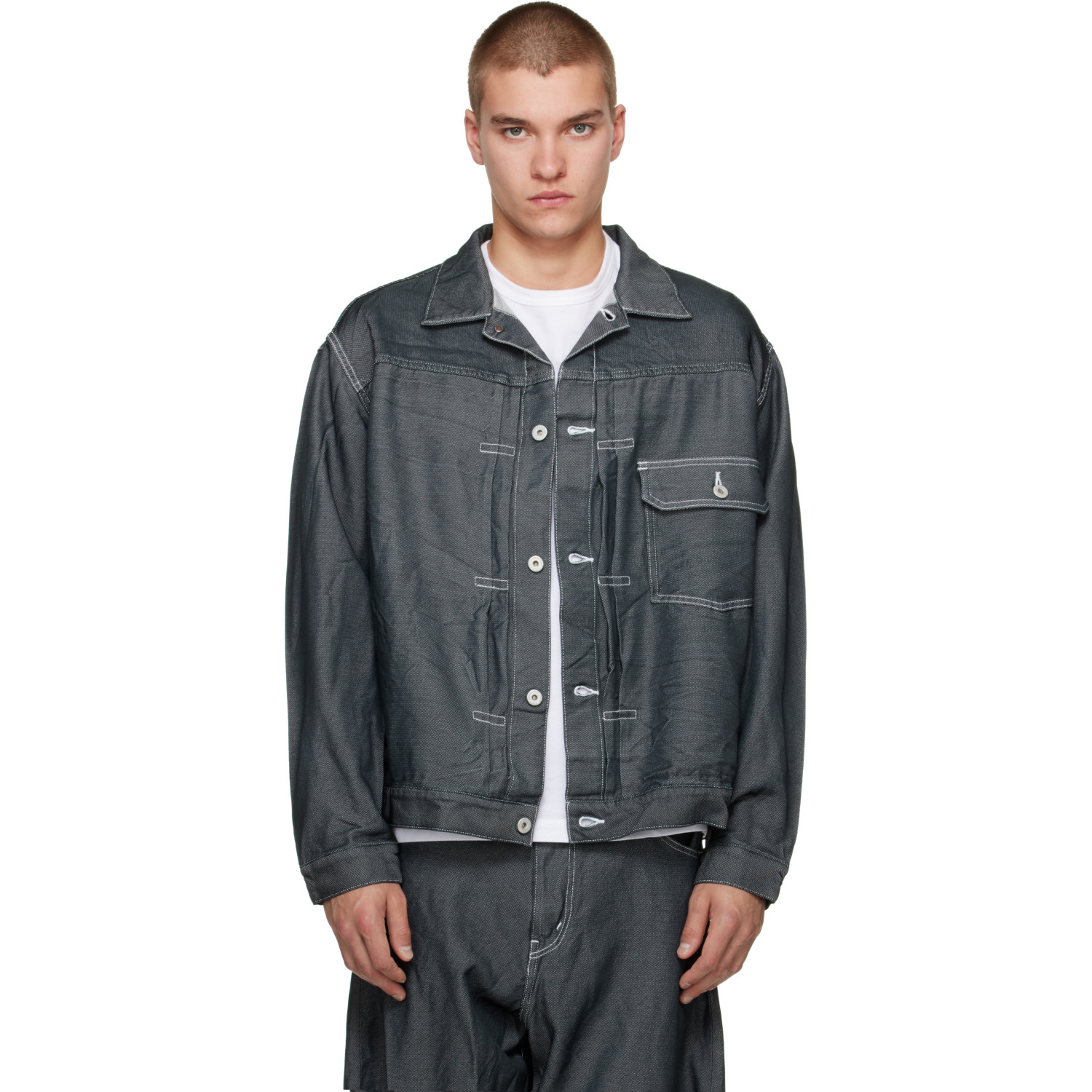 Comme des Garçons Homme Gray Polyester Denim Jacket