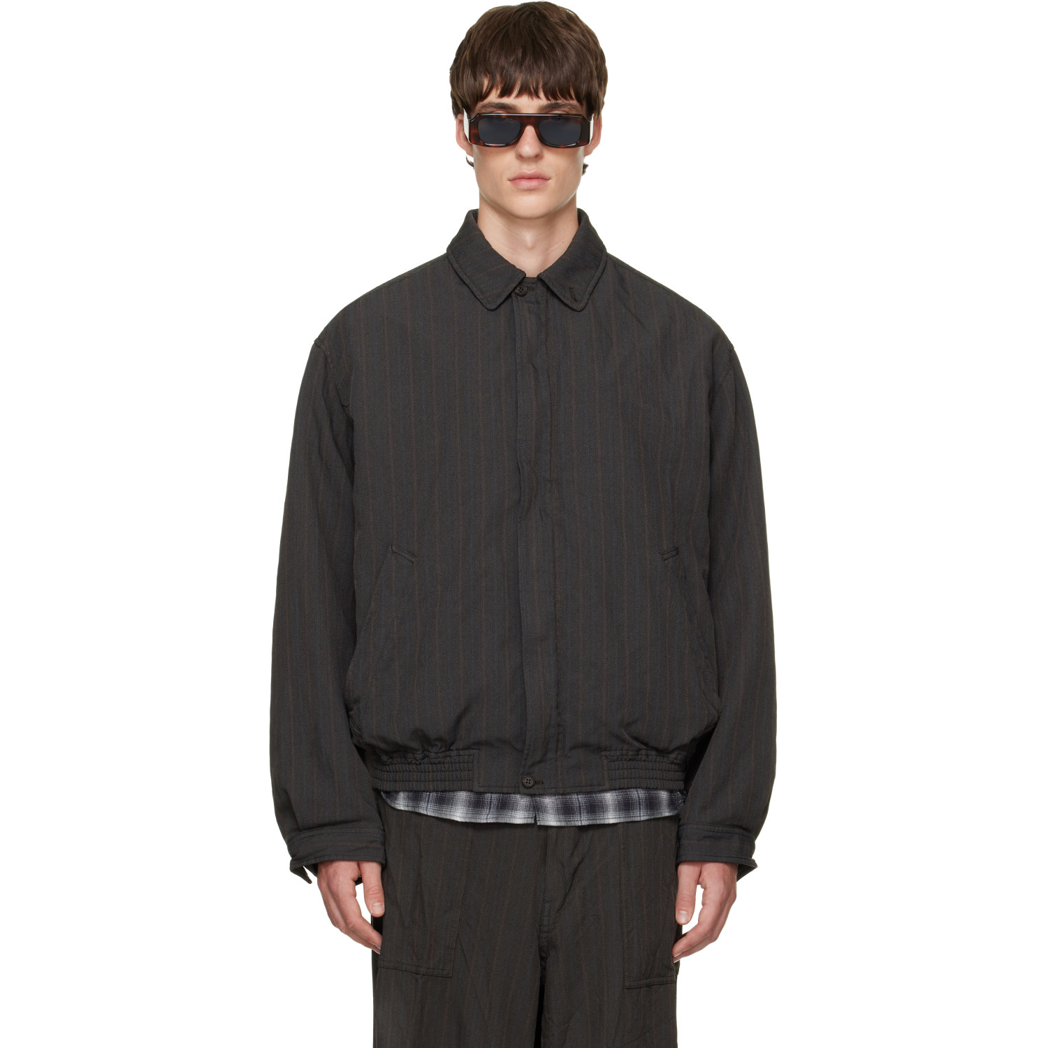 Comme des Garçons Homme Brown Herringbone Stripe Jacket