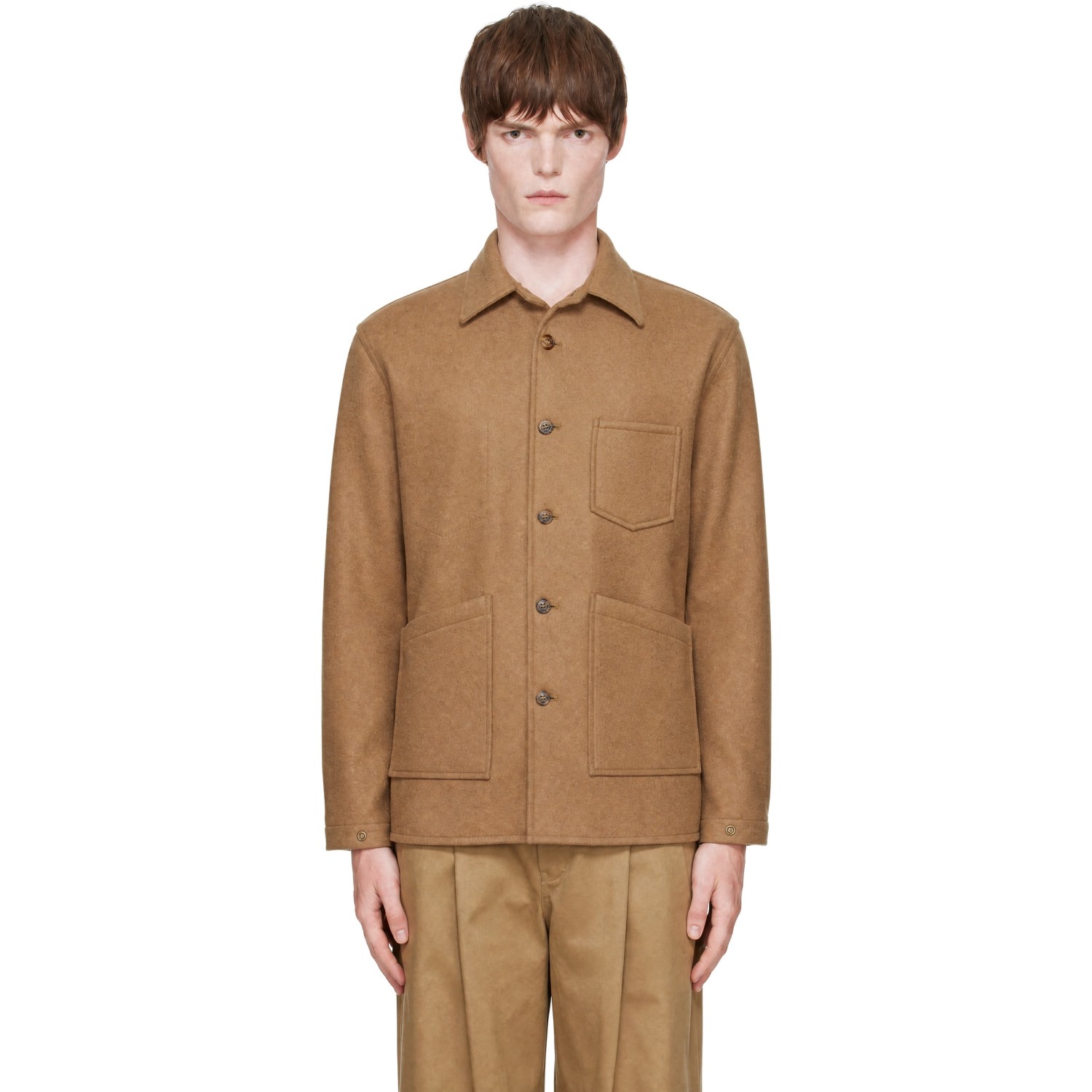 Comme des Garçons Homme Tan Wool Beaver Bonding Jacket