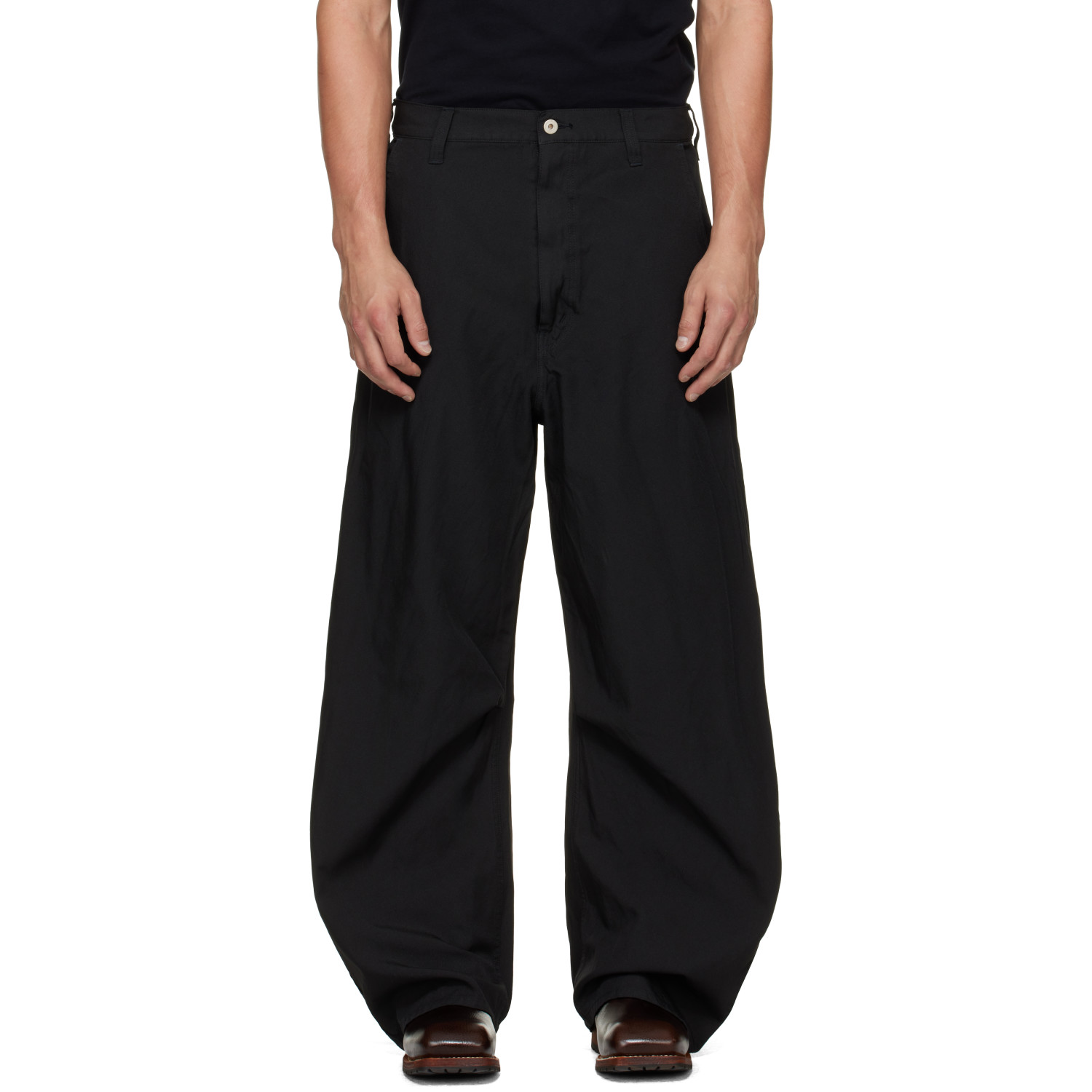 Comme des Garçons Homme Black Garment Treated Polyester Trousers