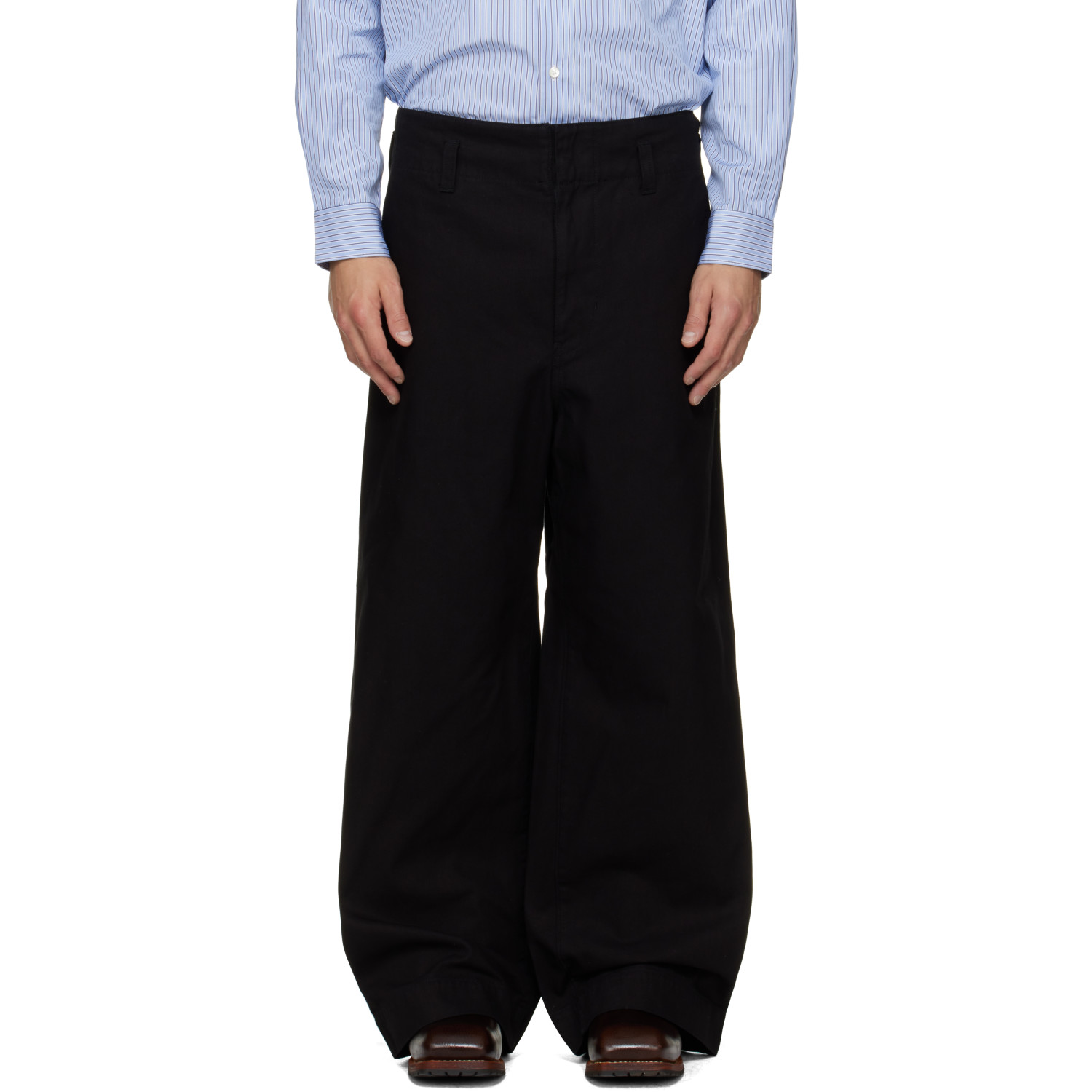 Comme des Garçons Homme Black Cotton Garment Washed Trousers
