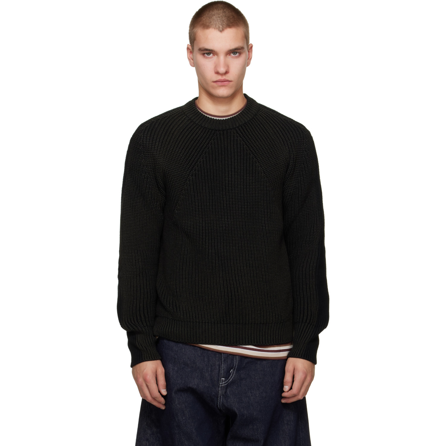 Comme des Garçons Homme Black Wool Worsted Sweater