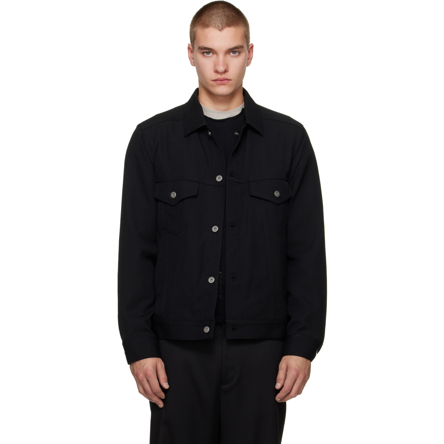 Comme des Garçons Homme Deux Black Woollen Trucker Jacket