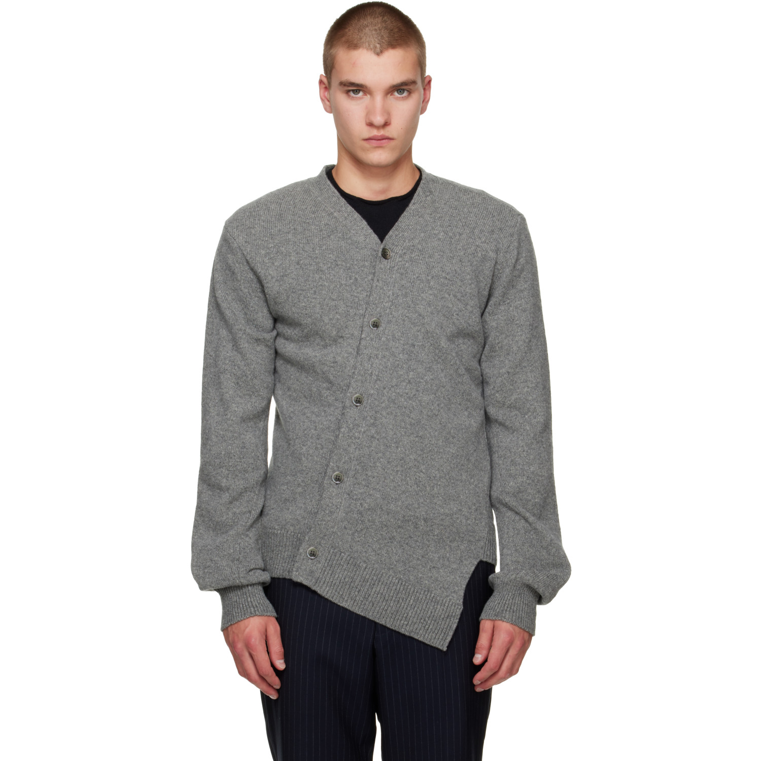 Comme des Garçons Homme Deux Gray Wool Cardigan