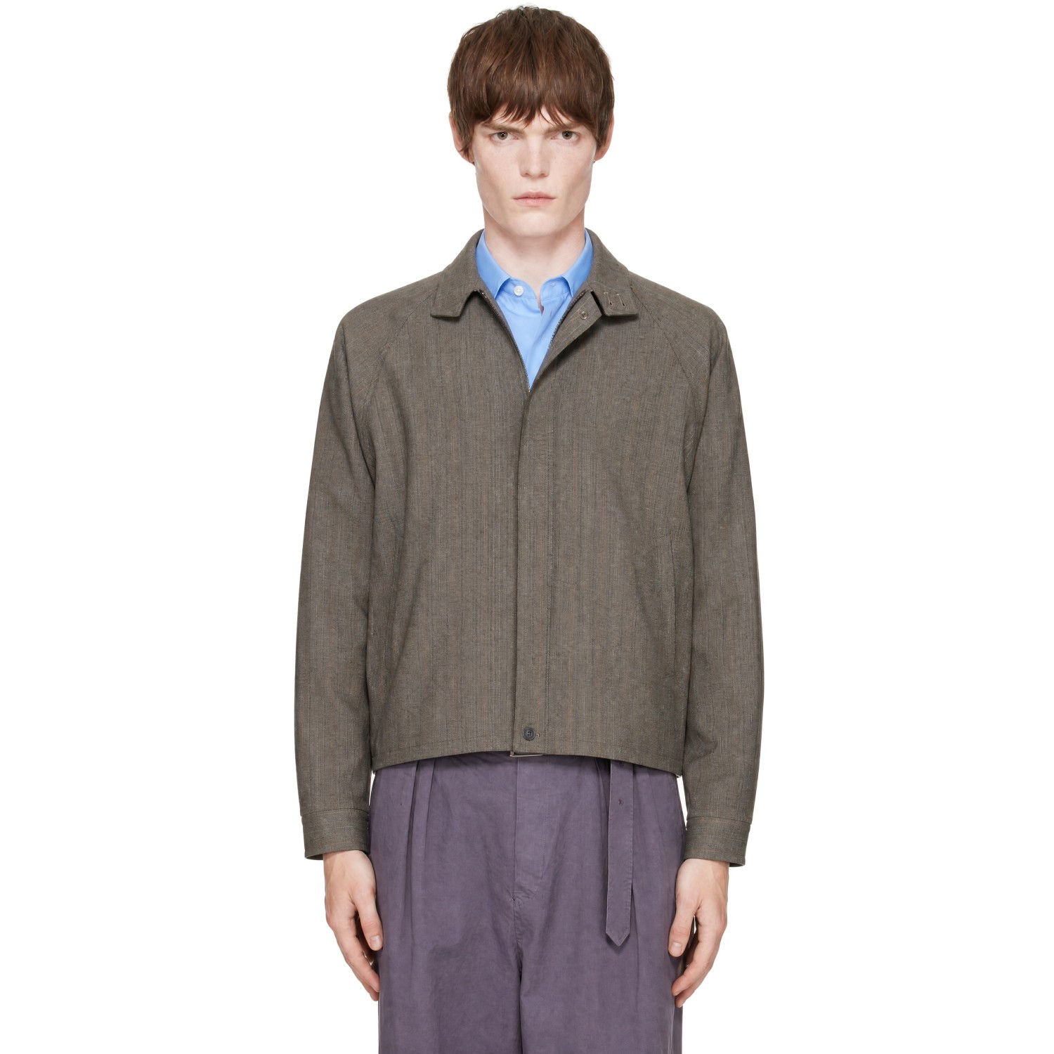 SOSHIOTSUKI Gray Melange Stripe Trucker Jacket