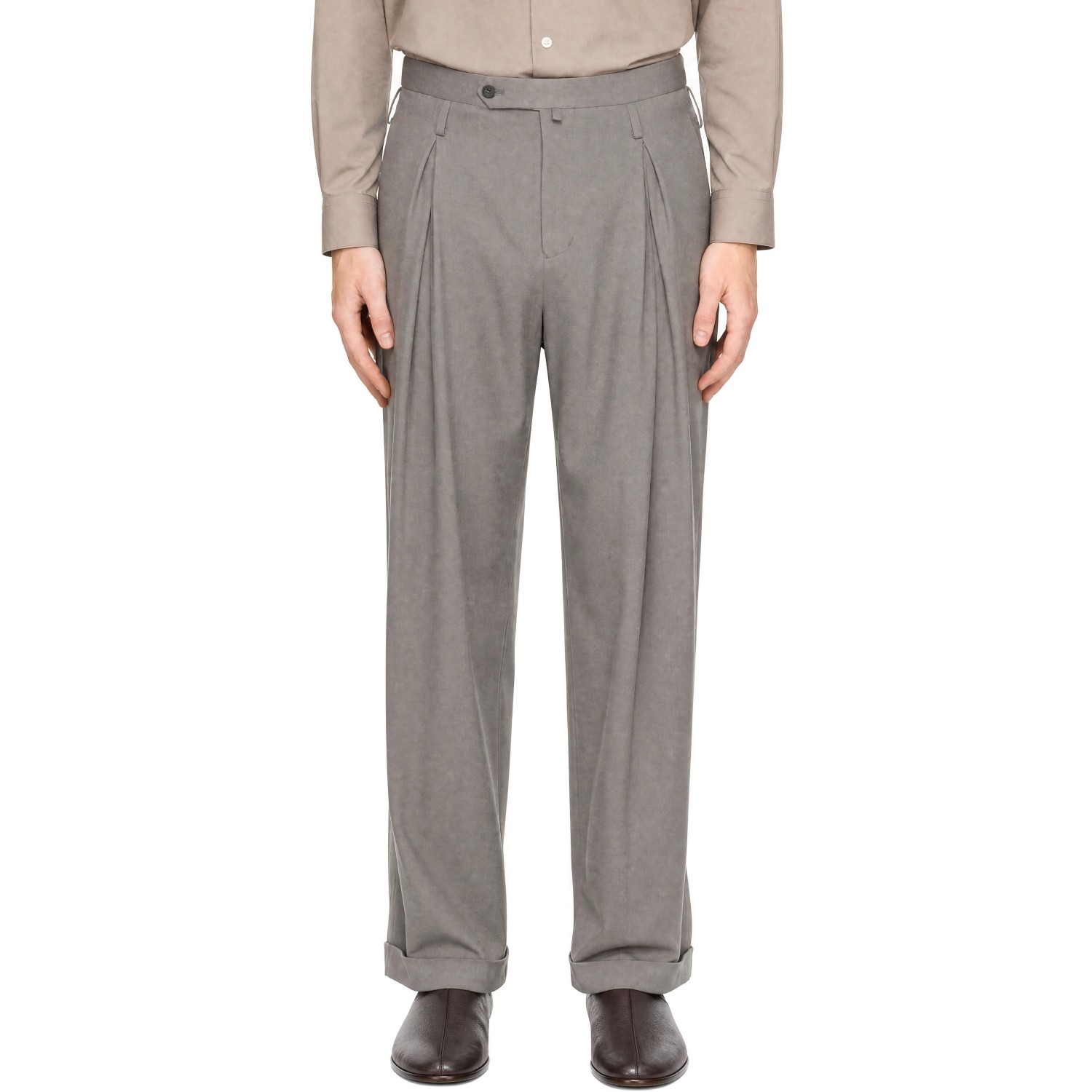 SOSHIOTSUKI Gray Double Inverted Tuck Trousers